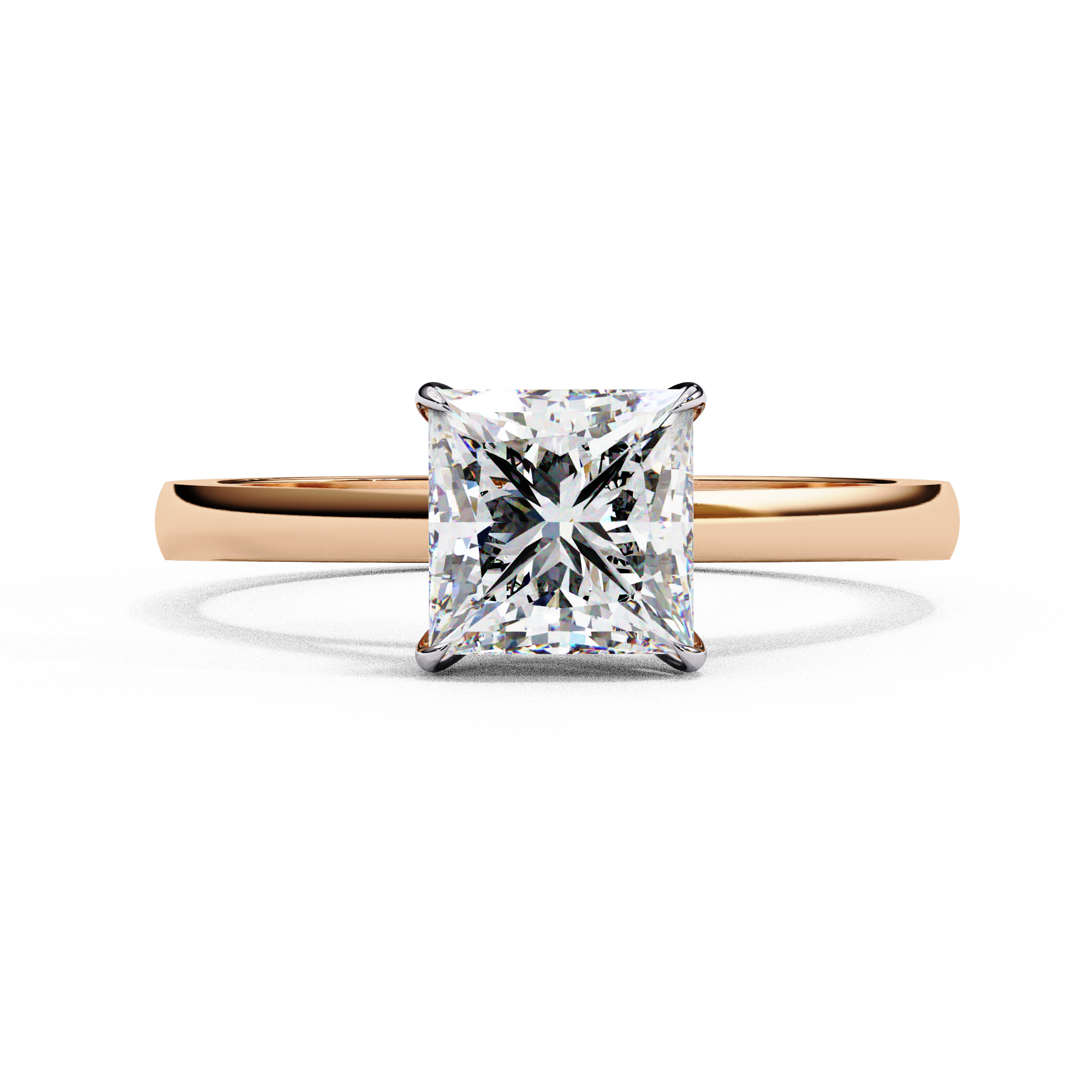 Classic Princess Cut Pave Solitaire Ring