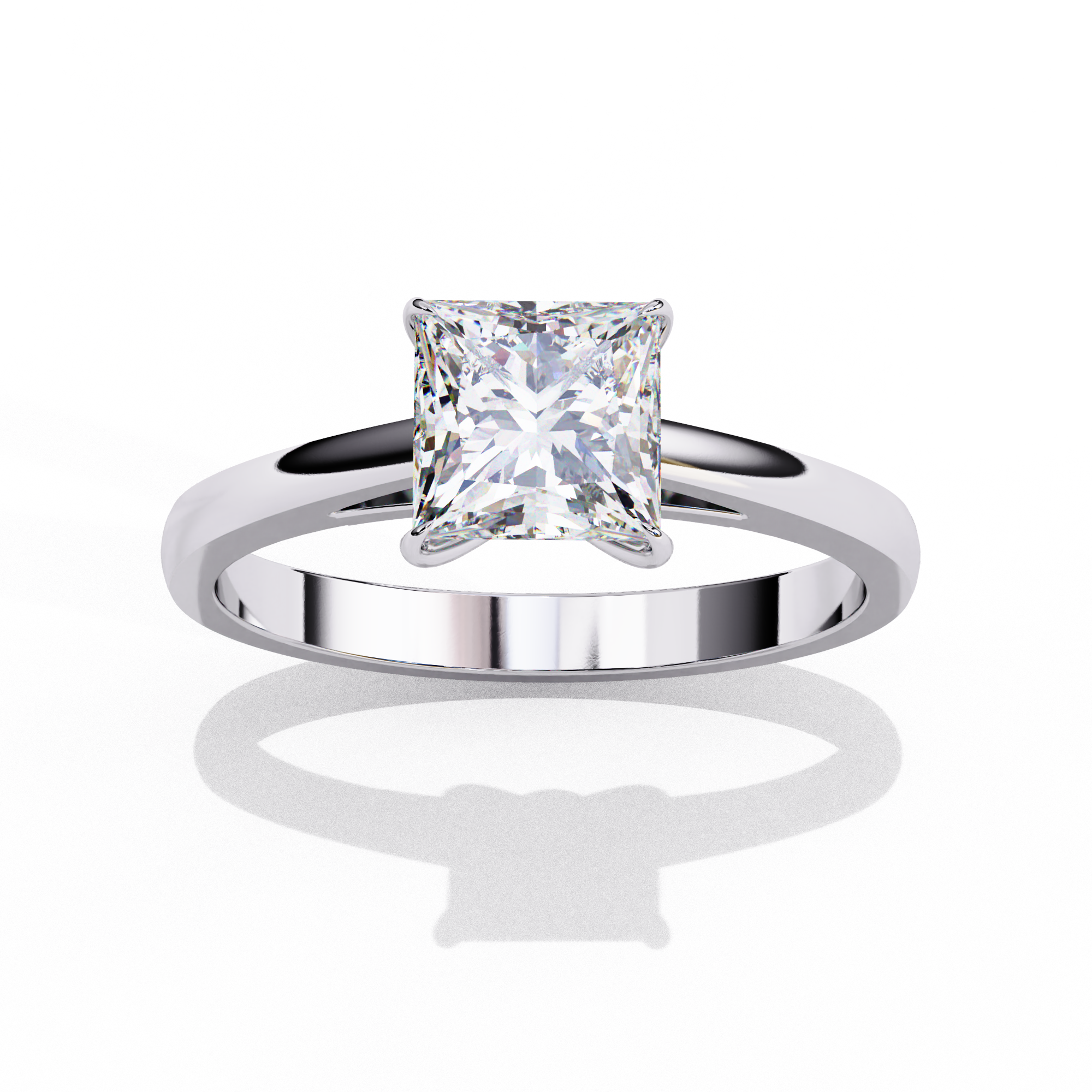Classic Princess Cut Pave Solitaire Ring