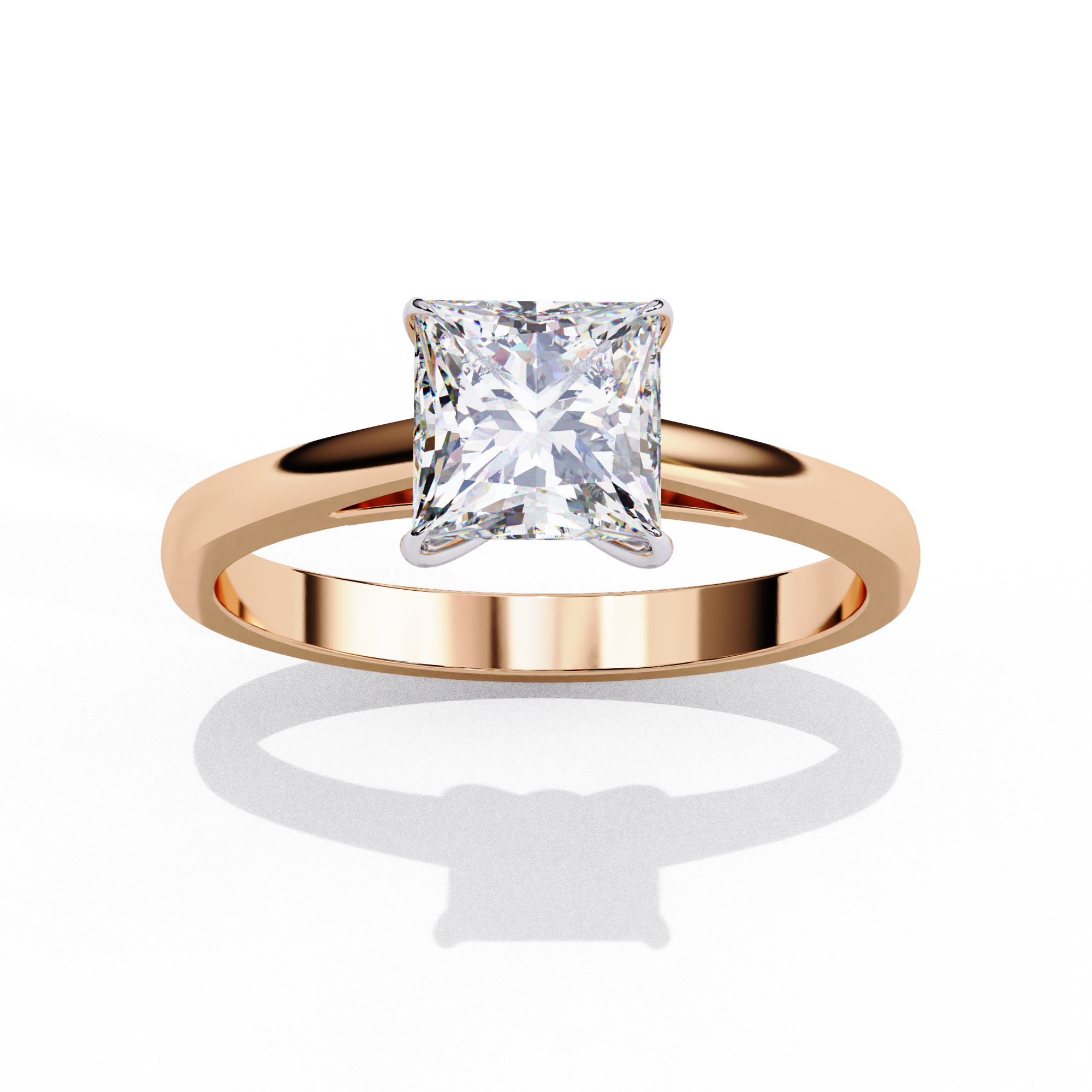 Classic Princess Cut Pave Solitaire Ring