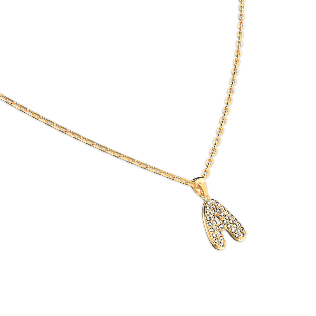 Bubble Diamond Initial Pendant - A