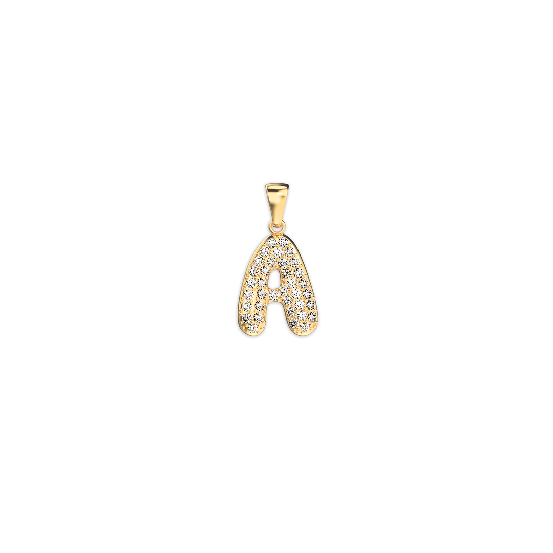 Bubble Diamond Initial Pendant - A