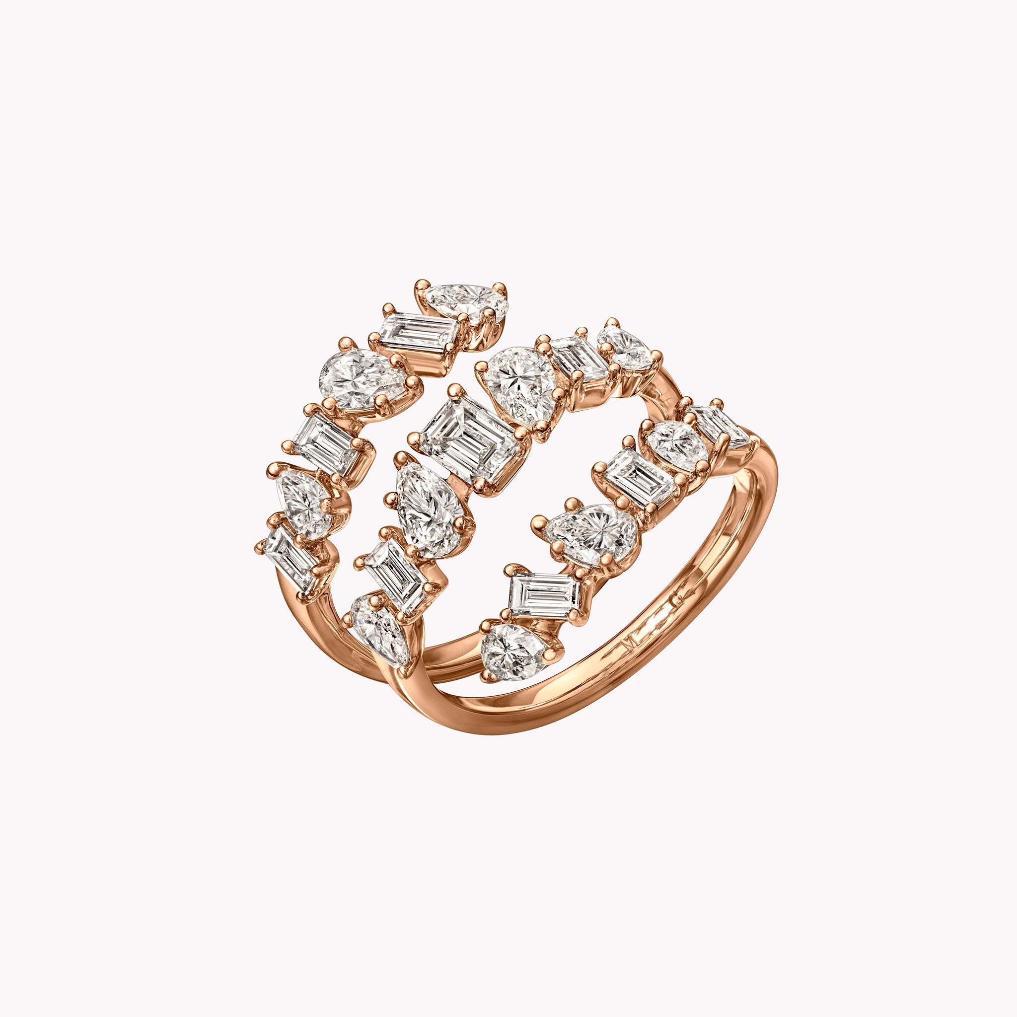 Pear and Emerald Spiral Ring