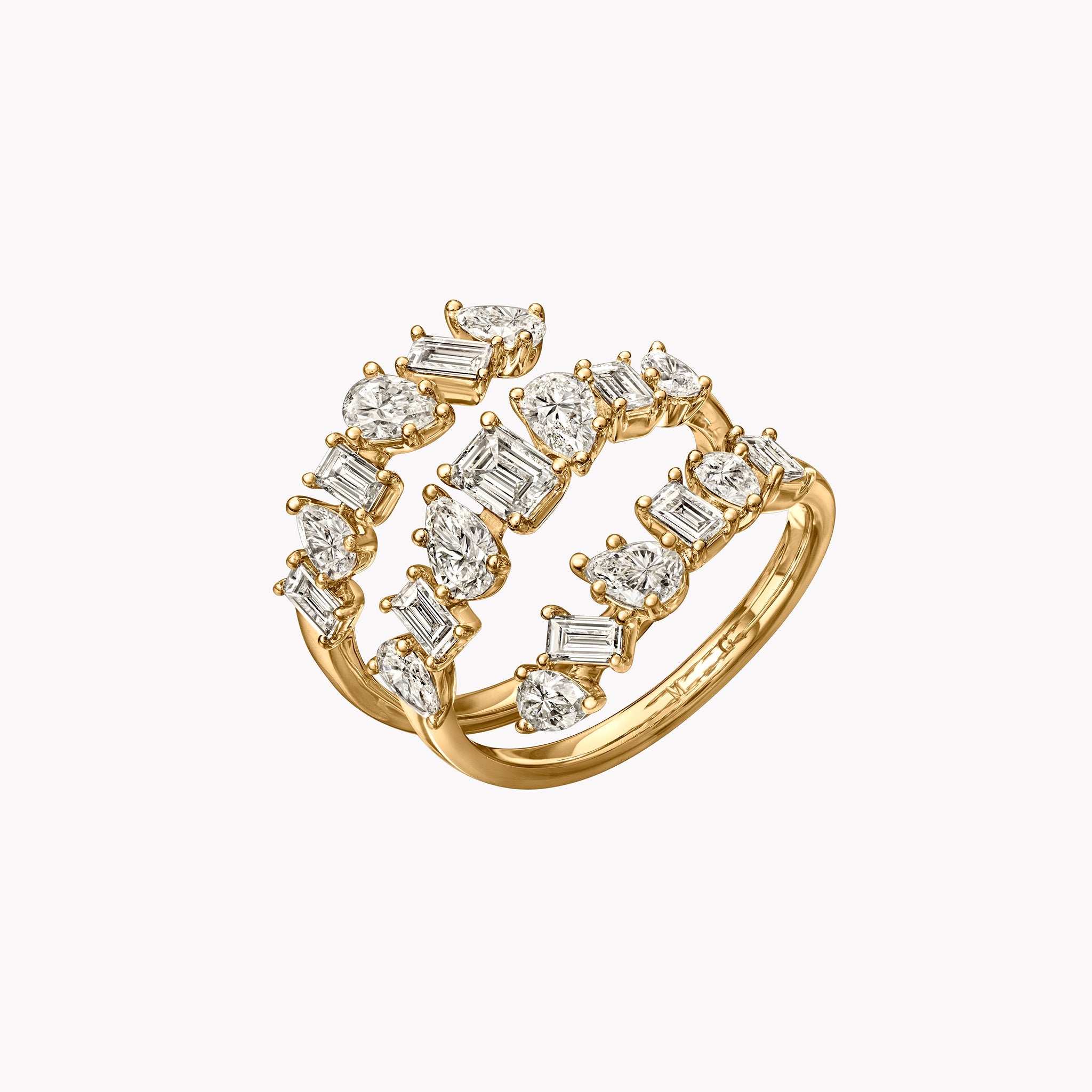 Pear and Emerald Spiral Ring