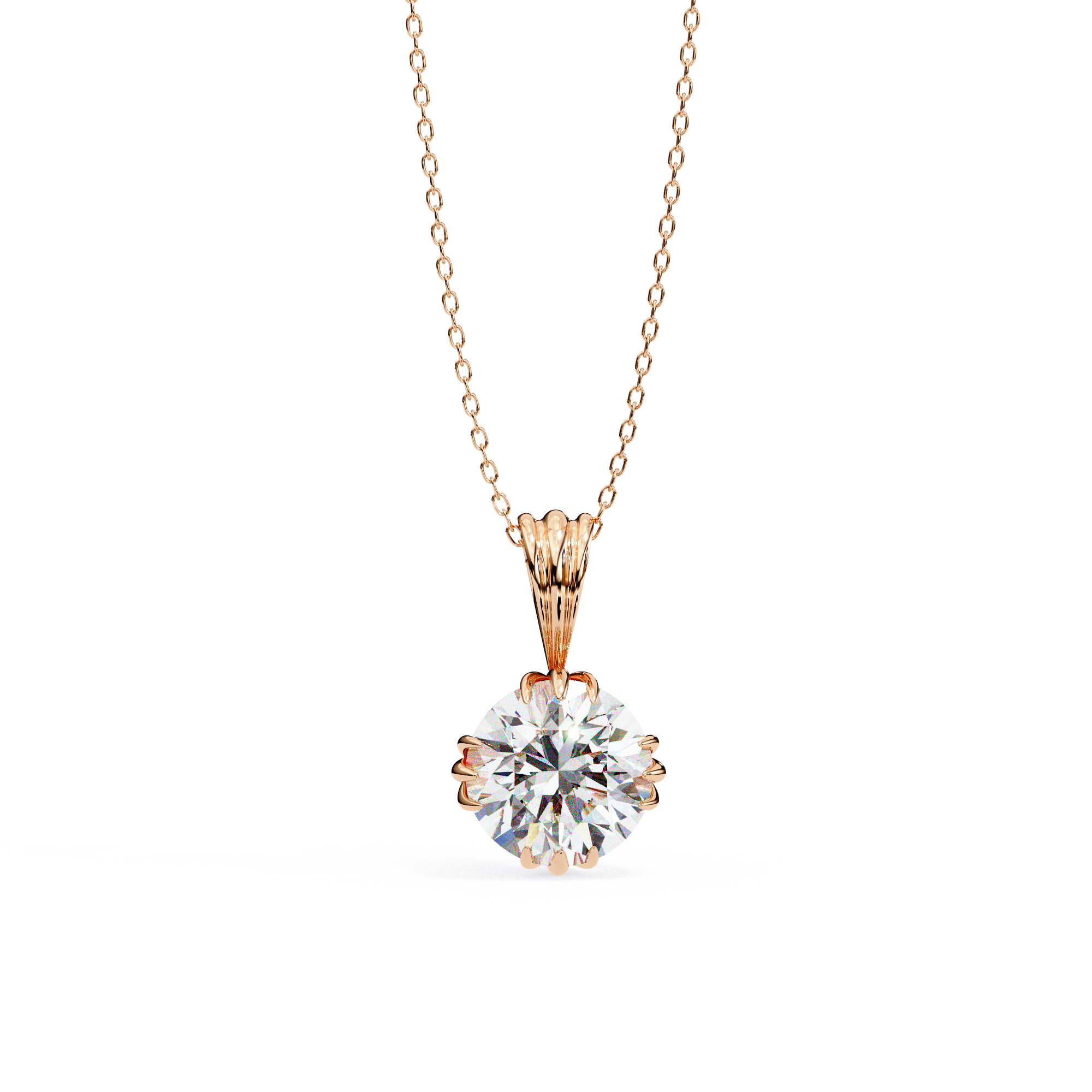 Classic Trinity Claw Prong Basket Round Lab Created Diamond Solitaire Necklace