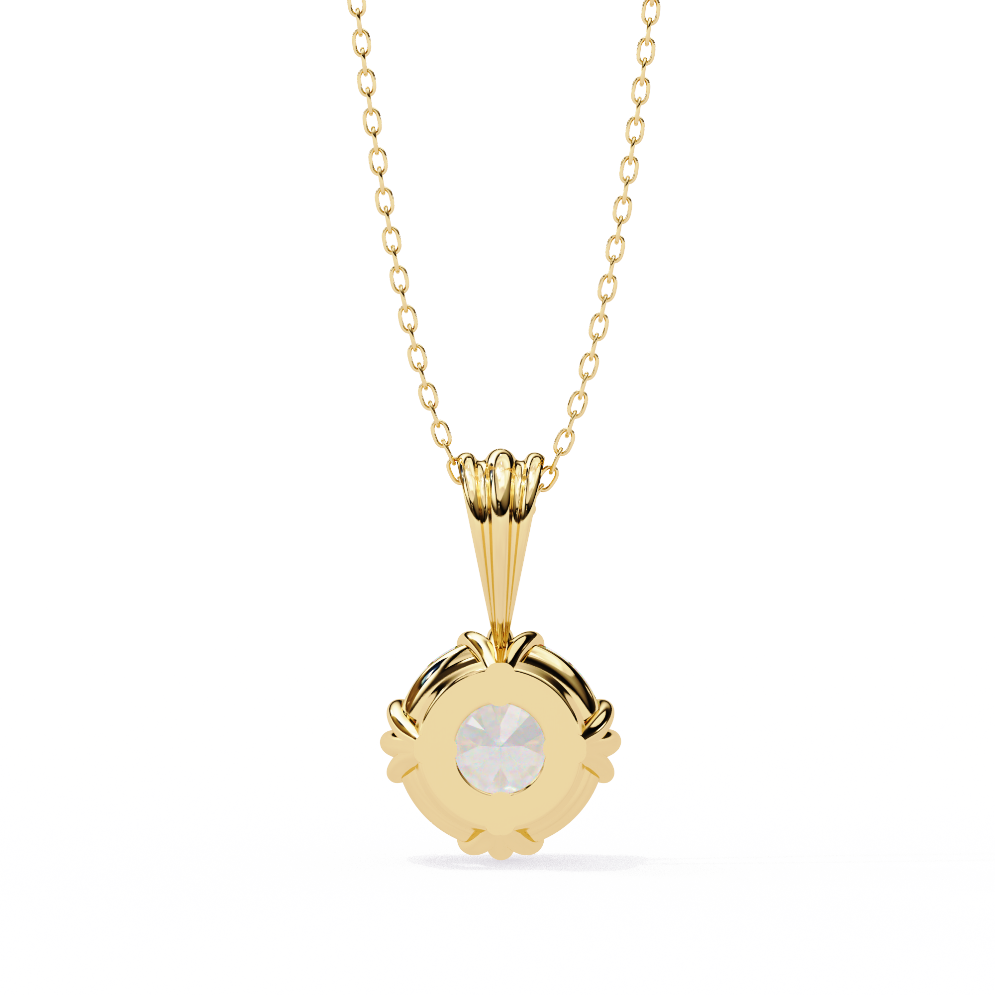 Classic Trinity Claw Prong Basket Round Lab Created Diamond Solitaire Necklace