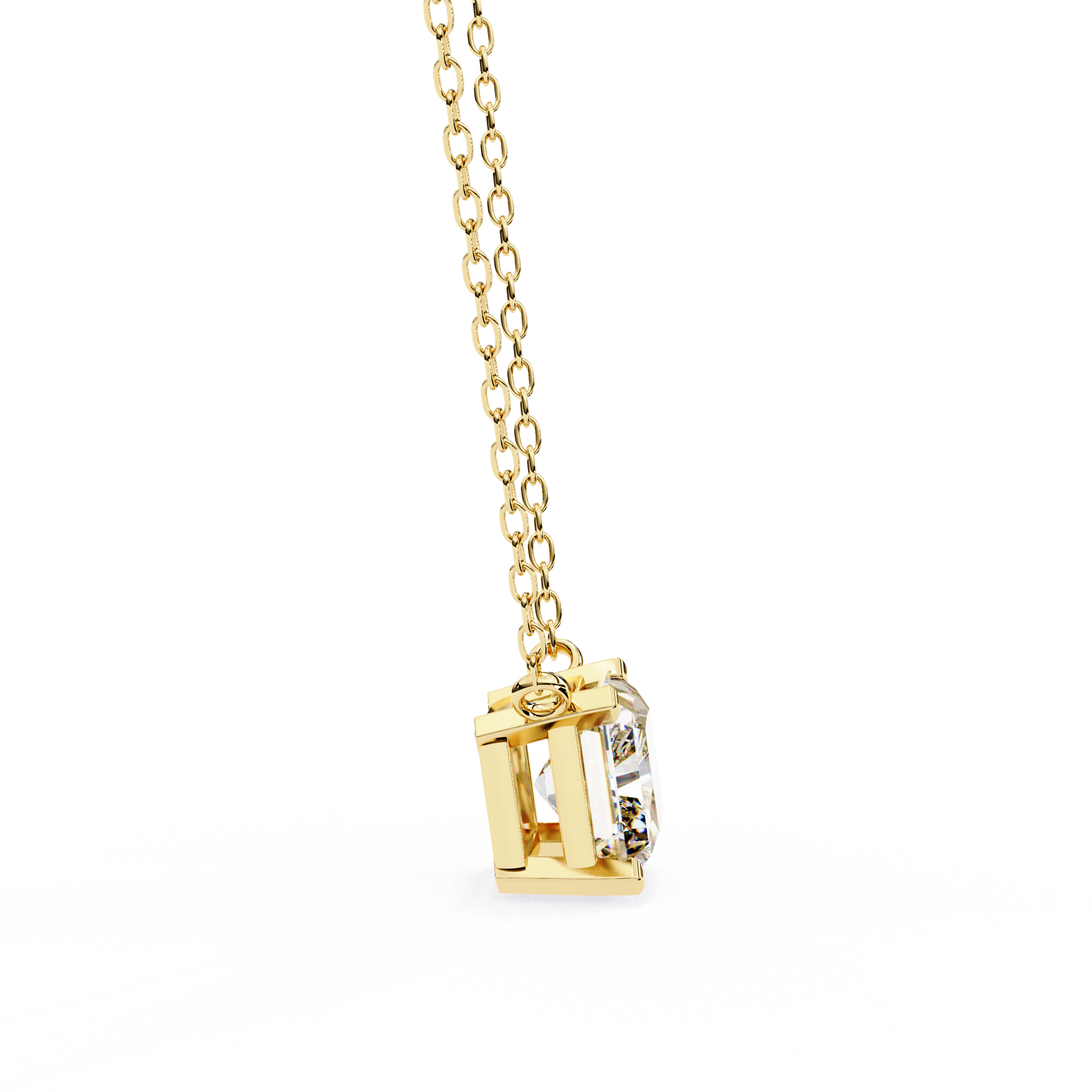 Classic 4 Prong Basket Radiant Cut Lab Created Diamond Solitaire Necklace