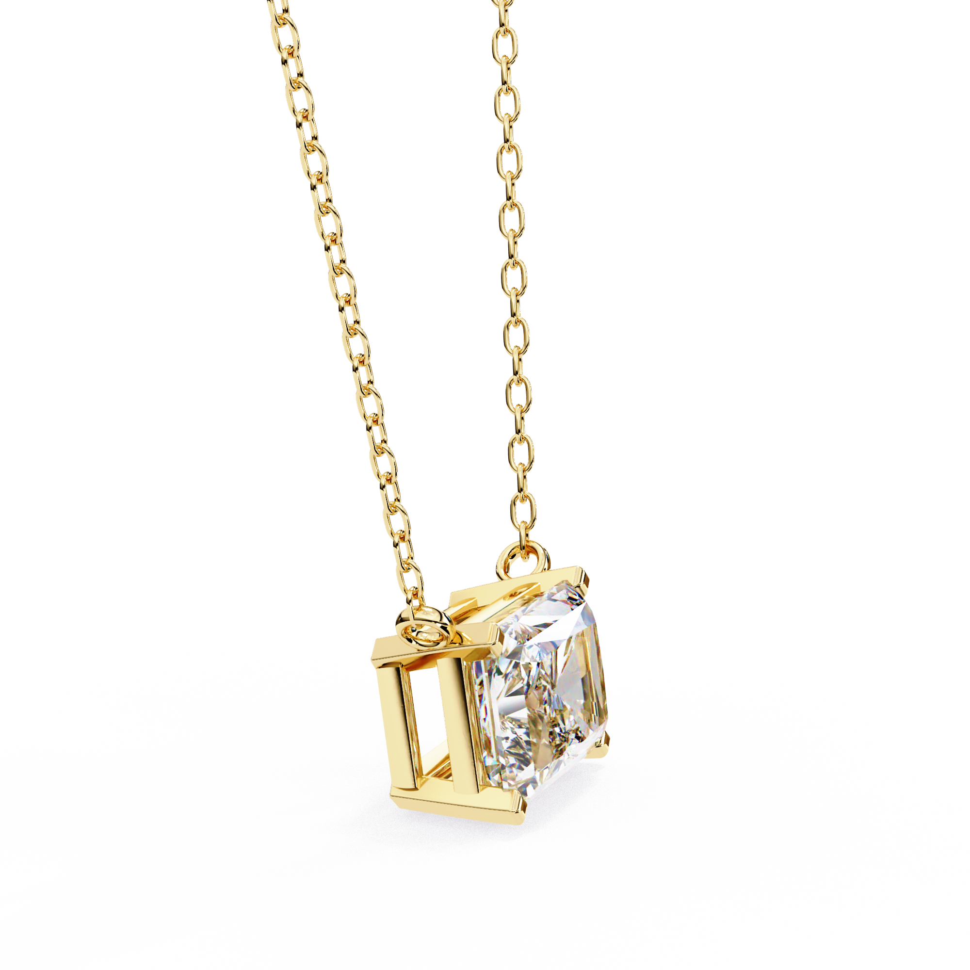 Classic 4 Prong Basket Radiant Cut Lab Created Diamond Solitaire Necklace