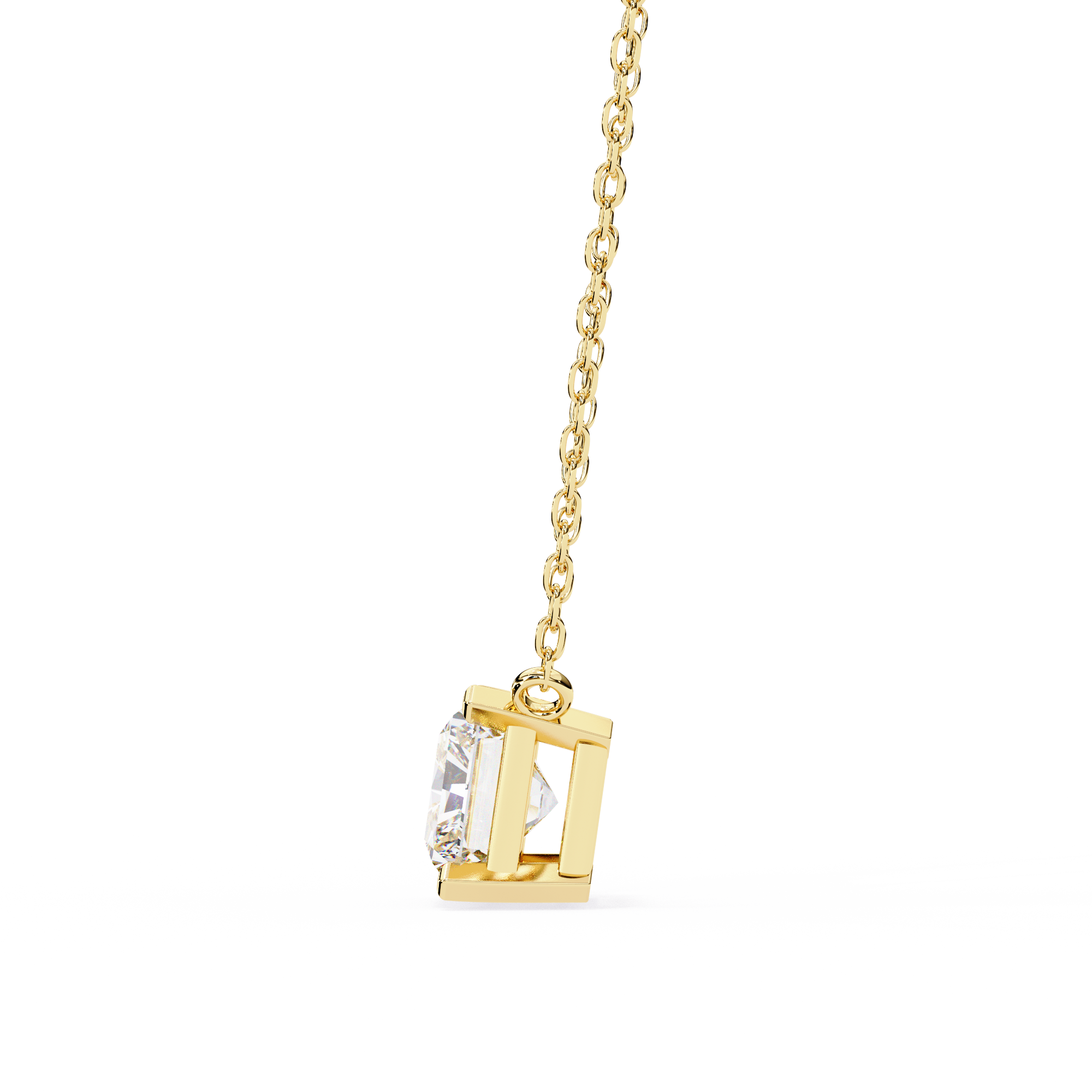 Classic 4 Prong Basket Radiant Cut Lab Created Diamond Solitaire Necklace