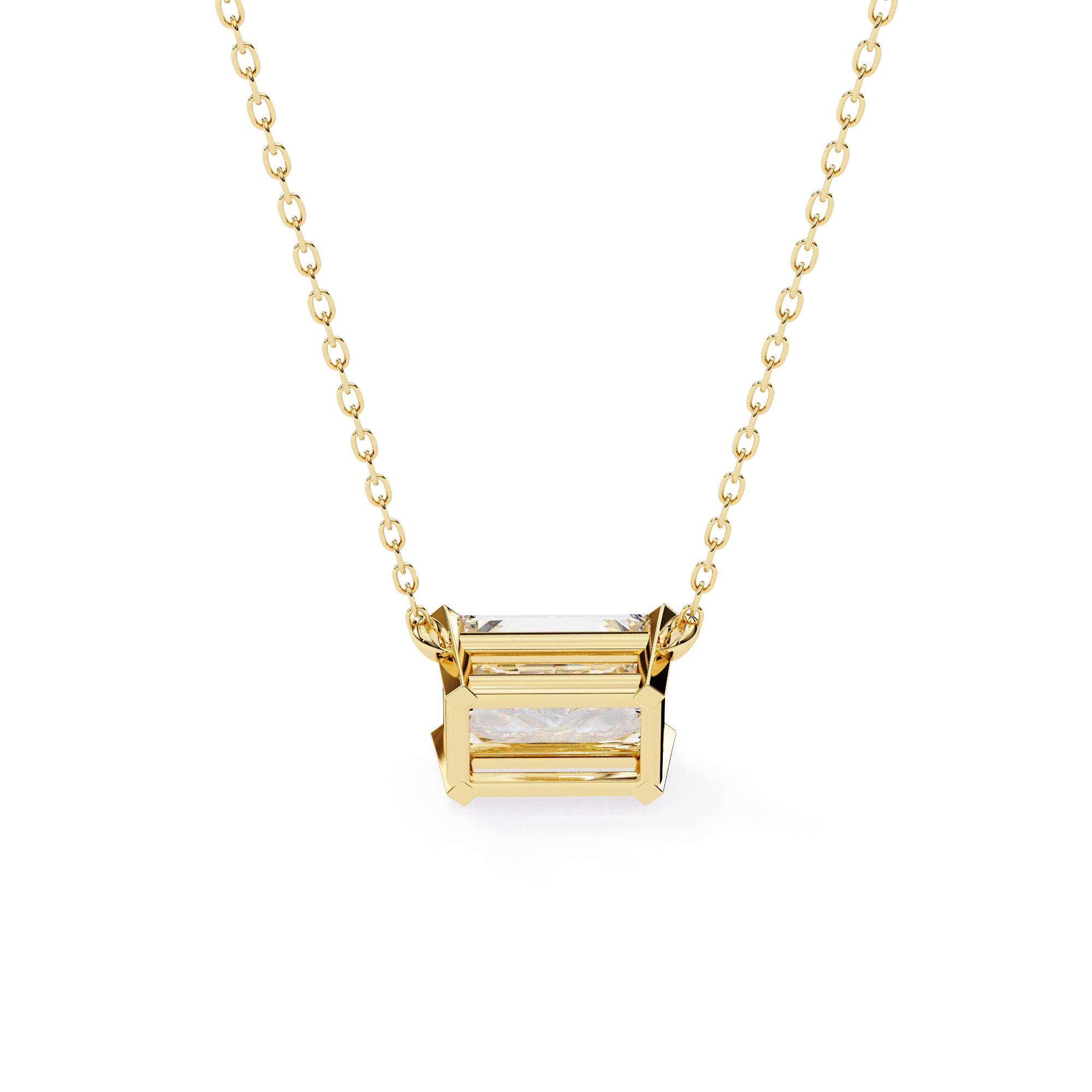 Classic 4 Prong Basket Radiant Cut Lab Created Diamond Solitaire Necklace
