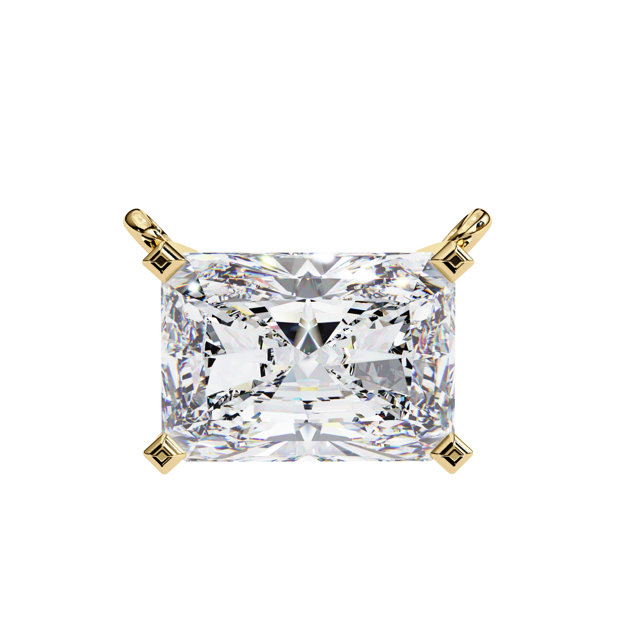 Classic 4 Prong Basket Radiant Cut Lab Created Diamond Solitaire Necklace