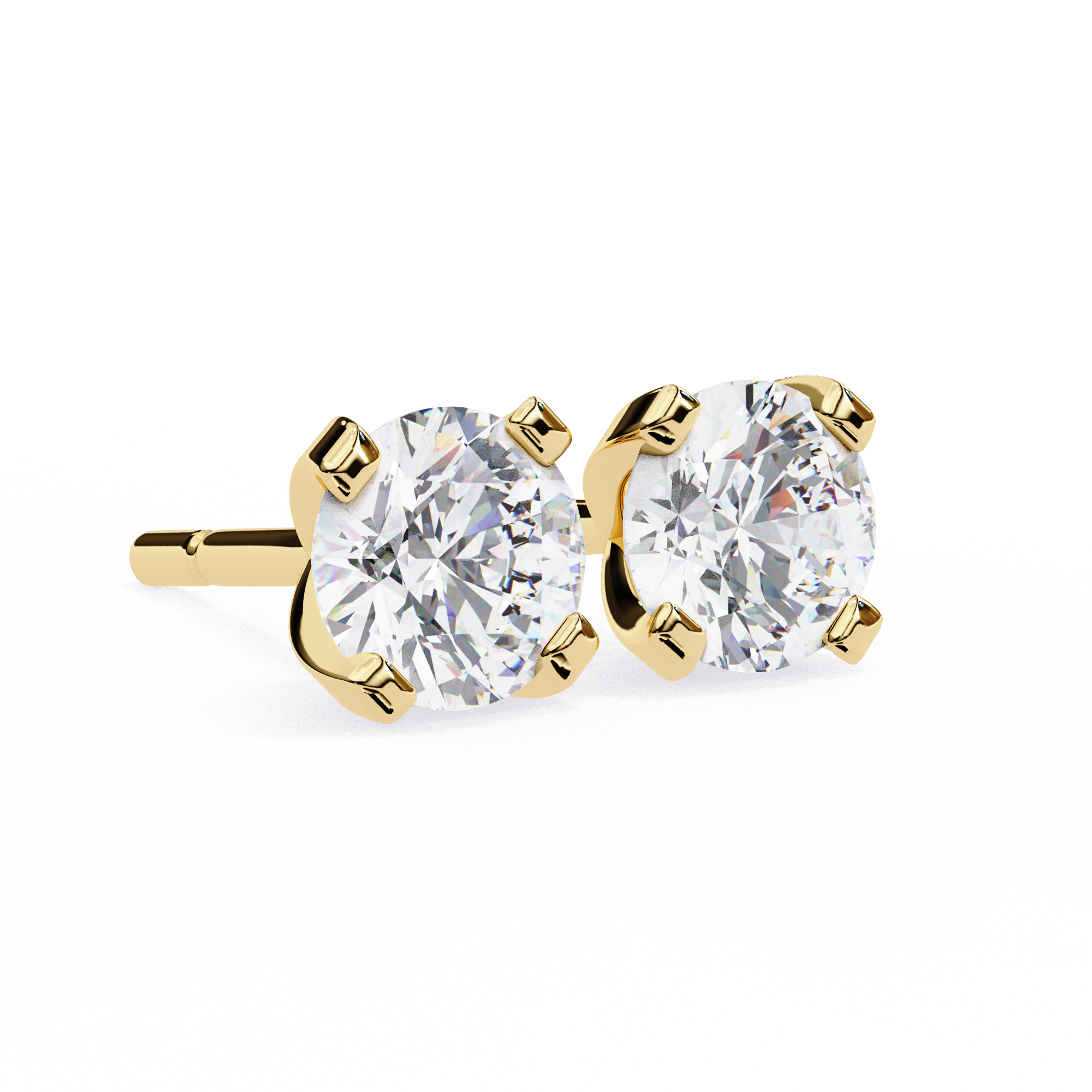 Classic Round Diamond Four Prong Stud Earrings (F/G VS+)