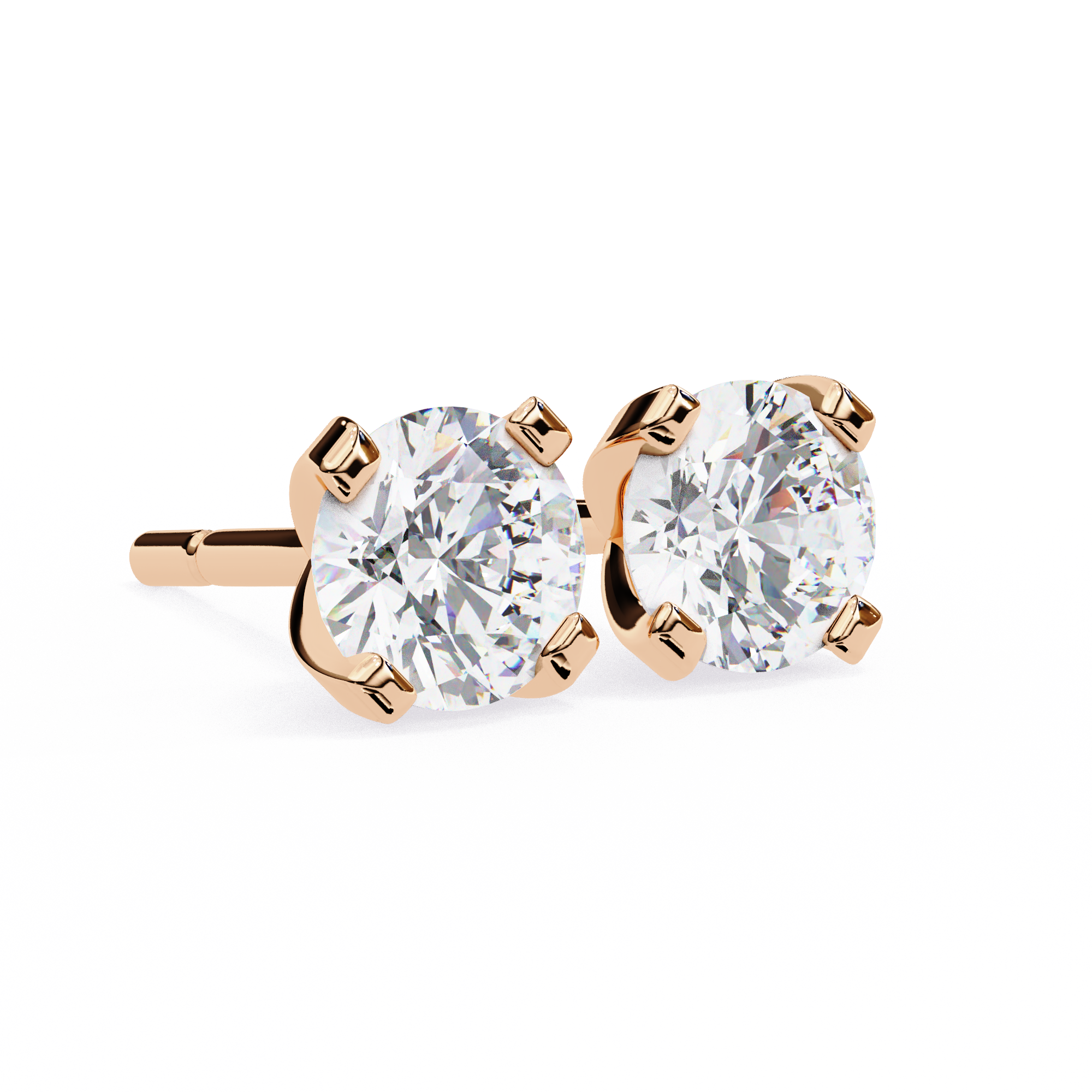 Classic Round Diamond Four Prong Stud Earrings (F/G VS+)