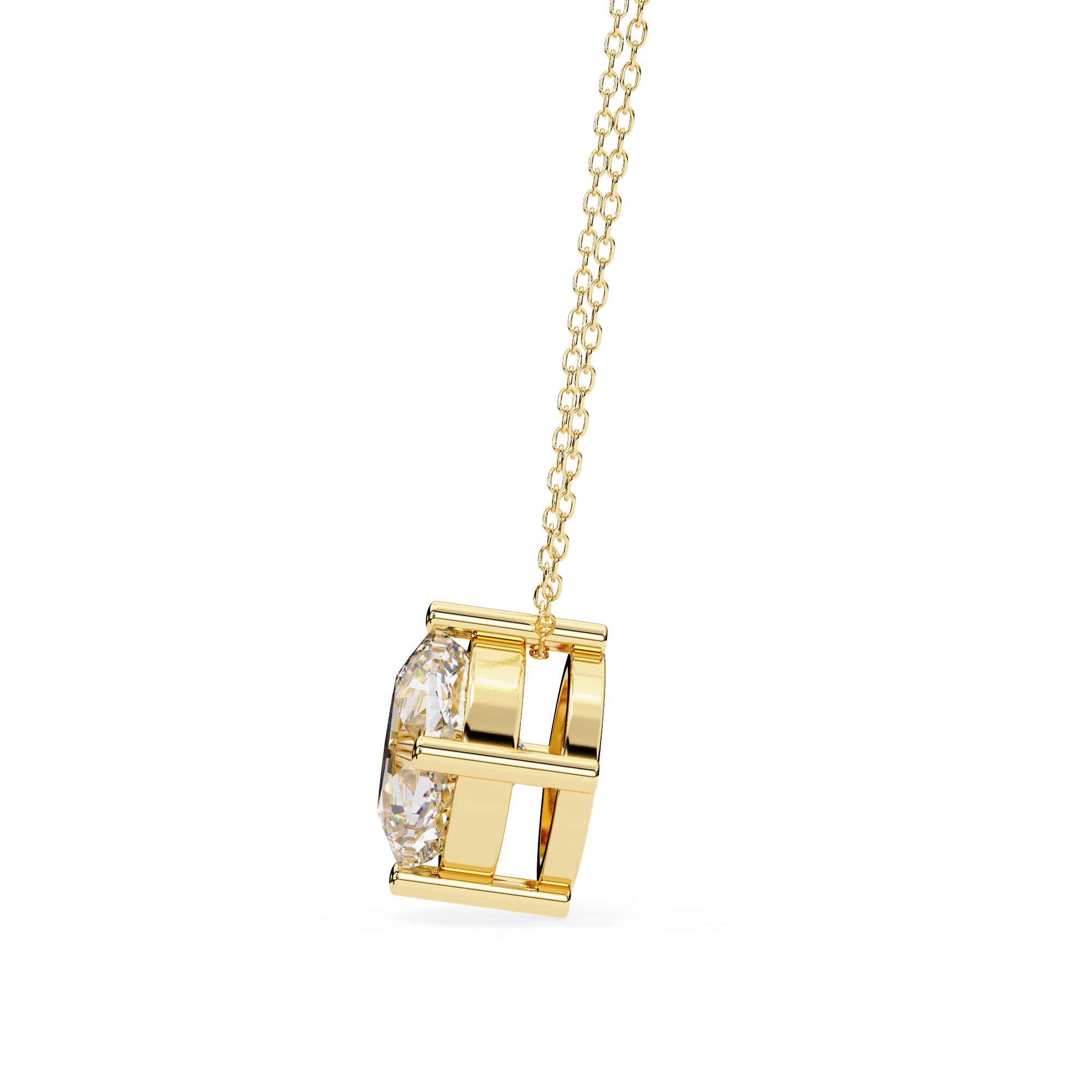 Classic 4 Prong Basket Cushion Lab Created Diamond Solitaire Necklace