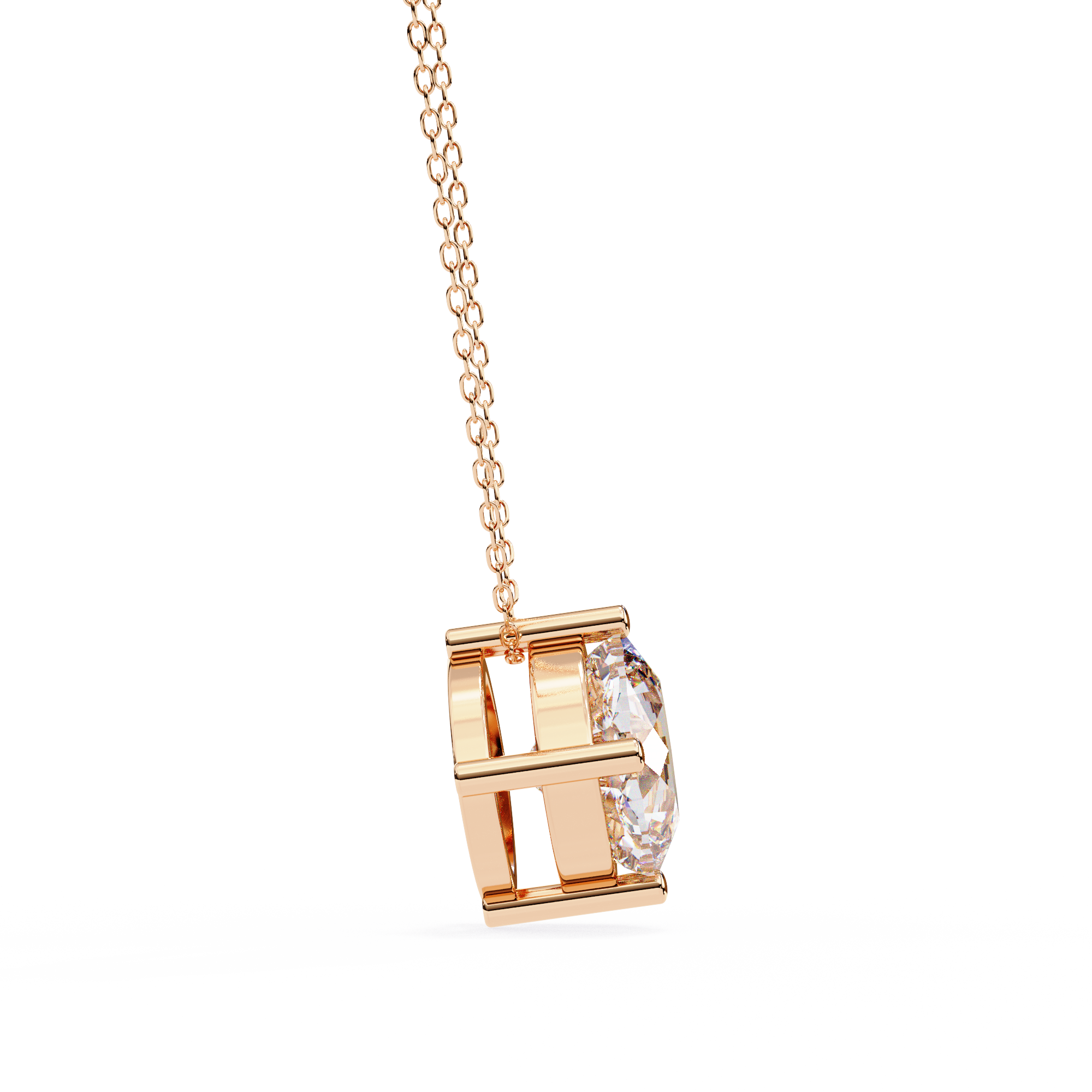 Classic 4 Prong Basket Cushion Lab Created Diamond Solitaire Necklace