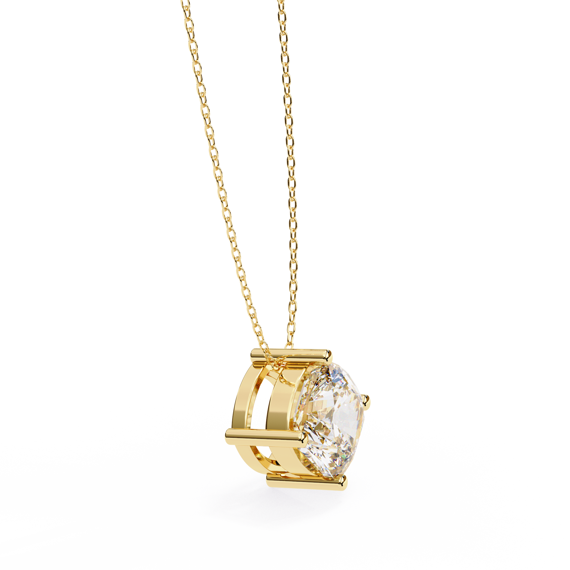 Classic 4 Prong Basket Cushion Lab Created Diamond Solitaire Necklace