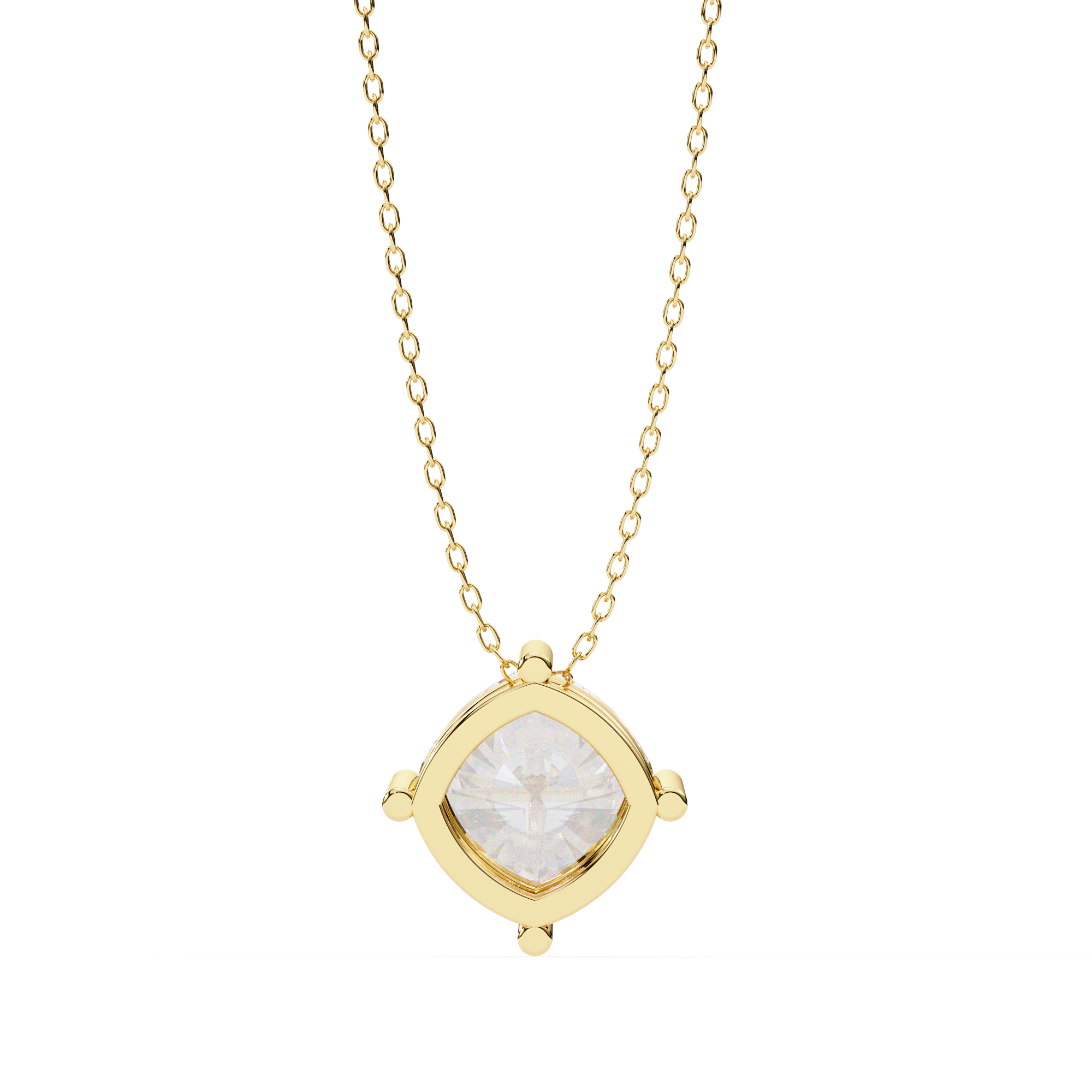 Classic 4 Prong Basket Cushion Lab Created Diamond Solitaire Necklace