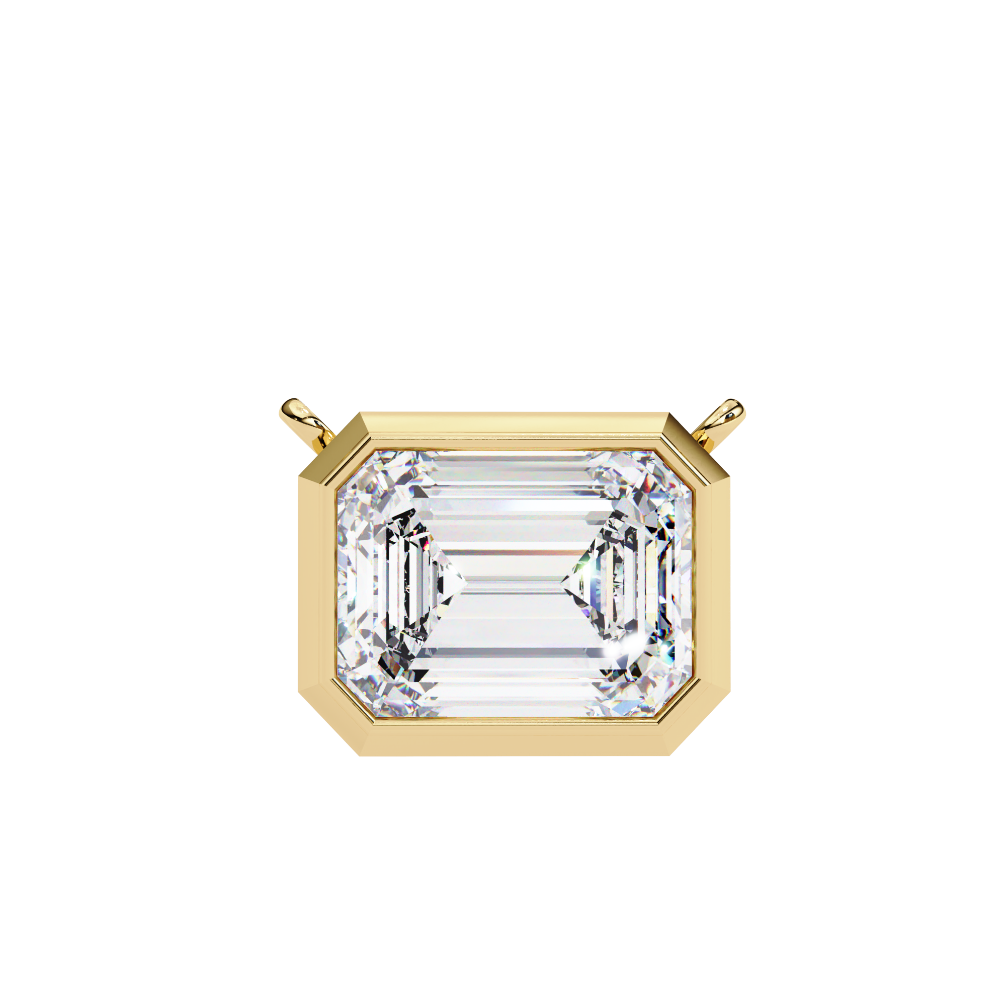 Classic Emerald Bezel Set Lab Created Diamond Solitaire Necklace