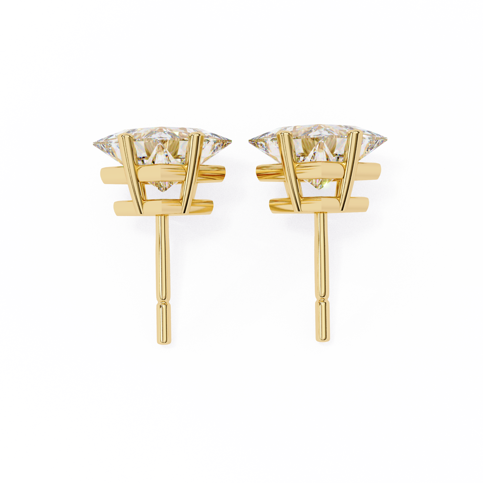 Classic Princess Cut Diamond Four Prong Stud Earrings (F/G VS+)