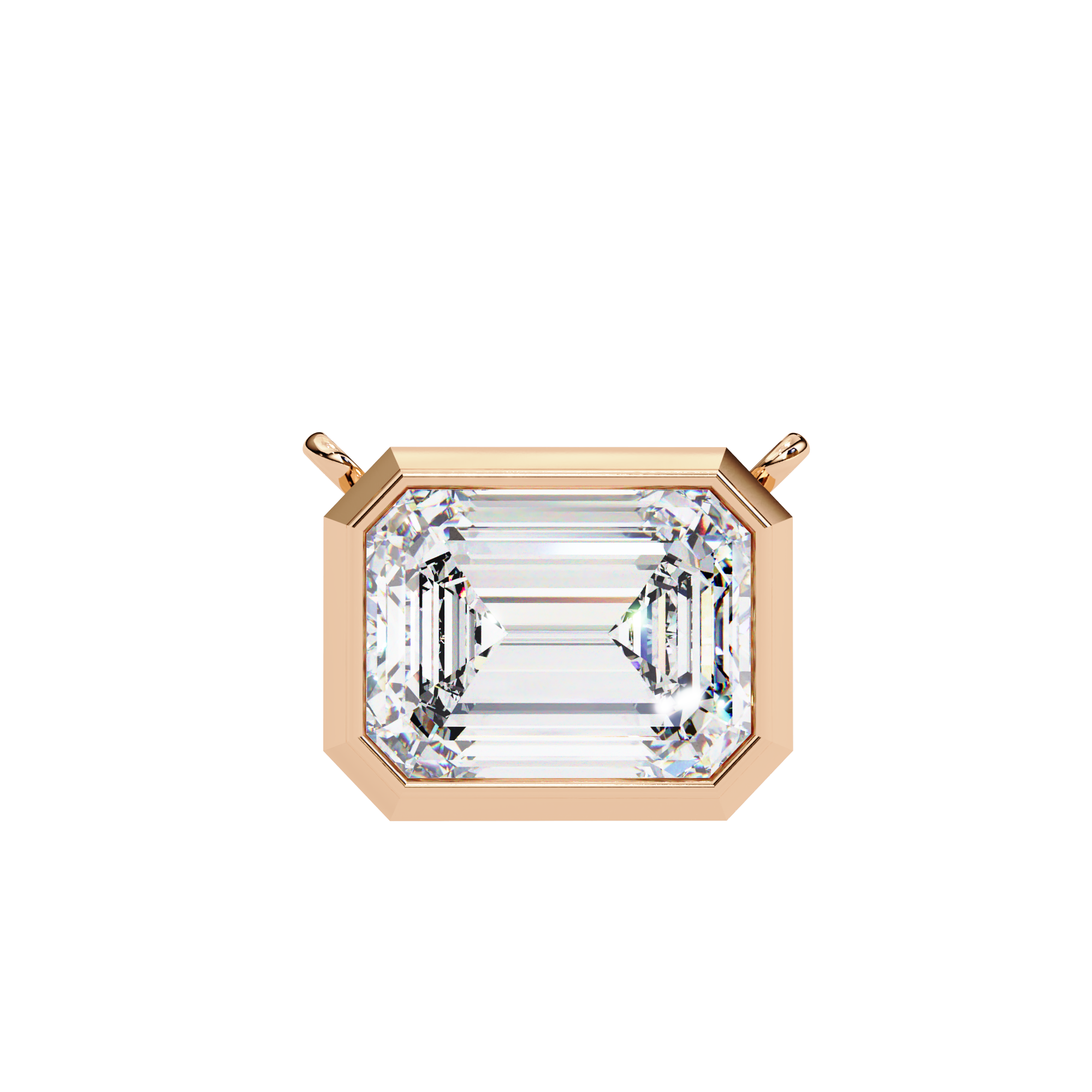 Classic Emerald Bezel Set Lab Created Diamond Solitaire Necklace