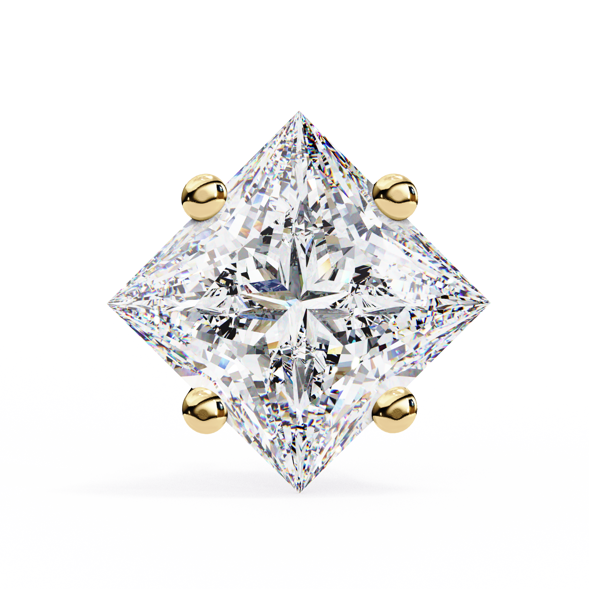 Classic Princess Cut Diamond Four Prong Stud Earrings (F/G VS+)