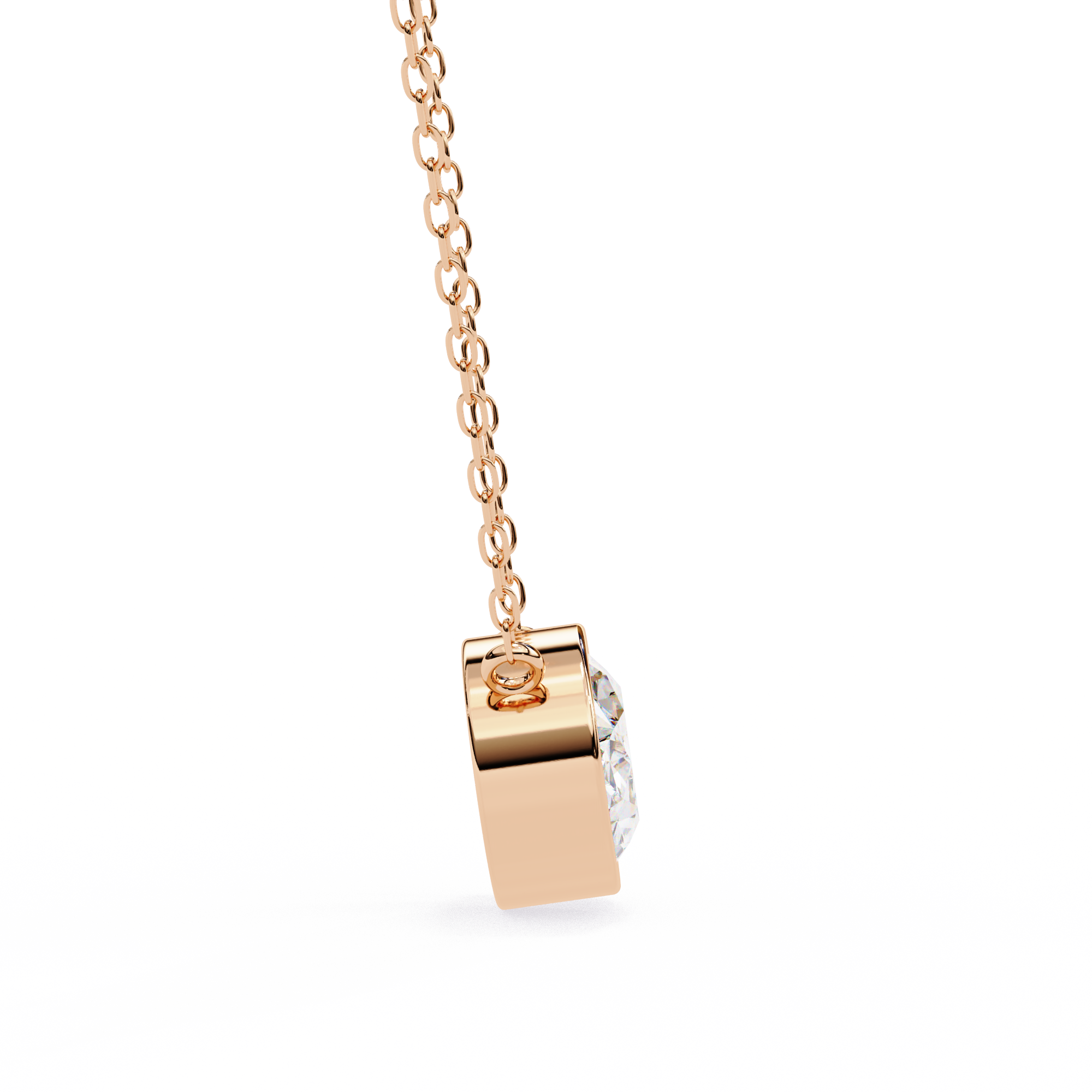 Classic Oval Bezel Set Lab Created Diamond Solitaire Necklace