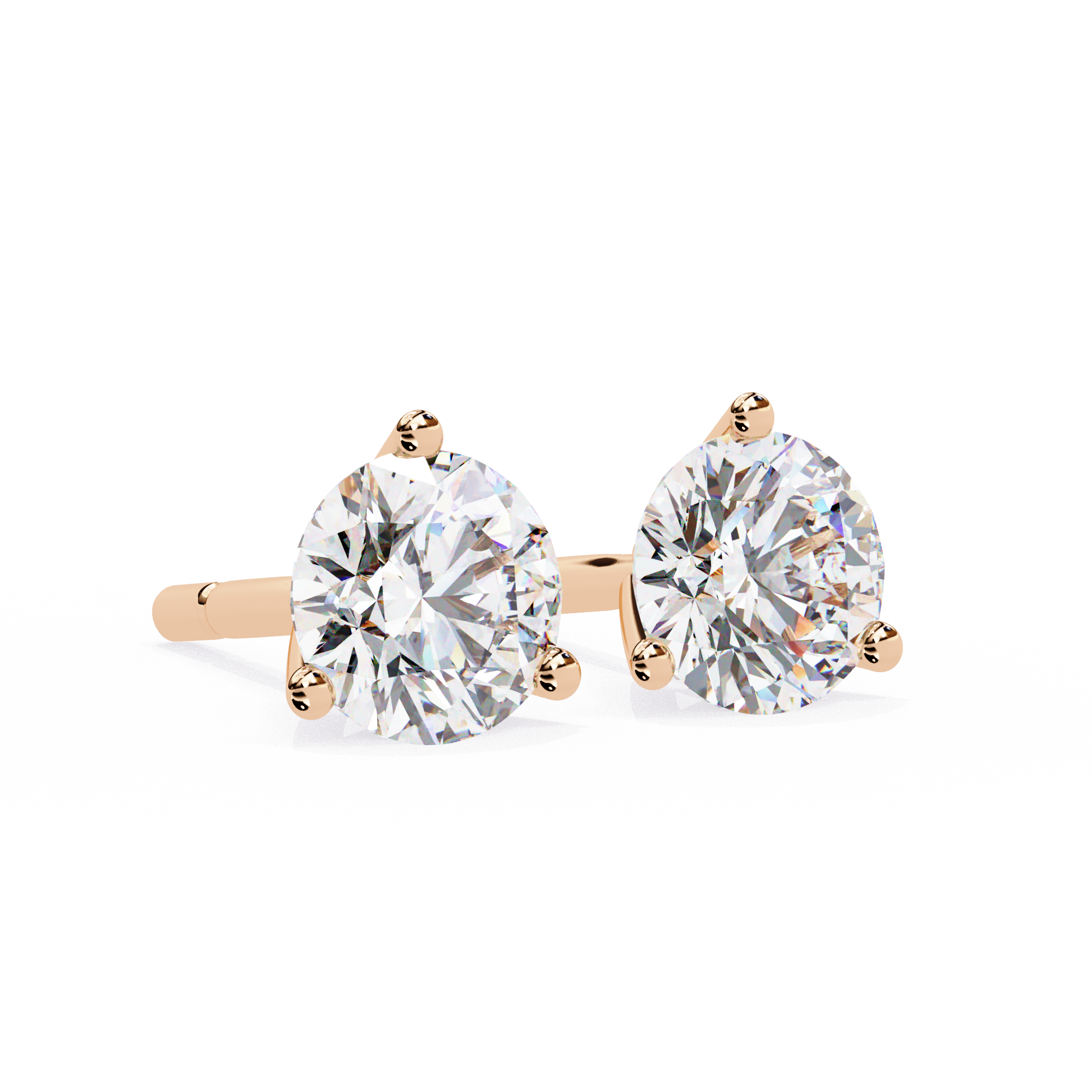 Classic Round Diamond Three Prong Stud Earrings (F/G VS+)