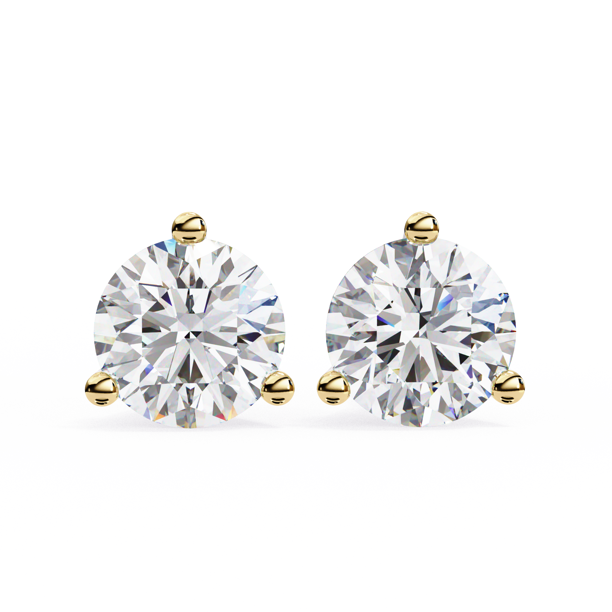 Classic Round Diamond Three Prong Stud Earrings (F/G VS+)