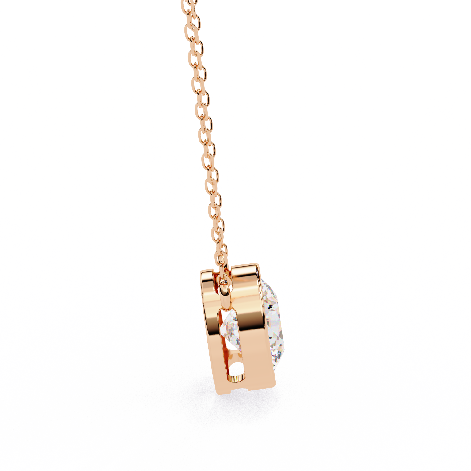 Classic Round Bezel Set Lab Created Diamond Solitaire Necklace