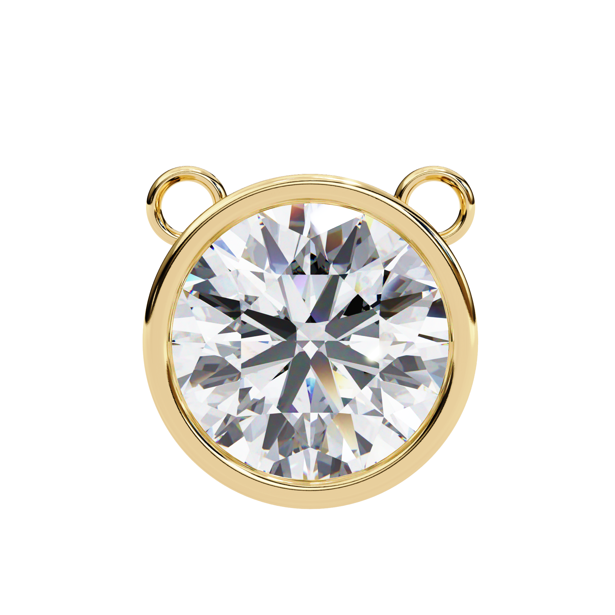 Classic Round Bezel Set Lab Created Diamond Solitaire Necklace