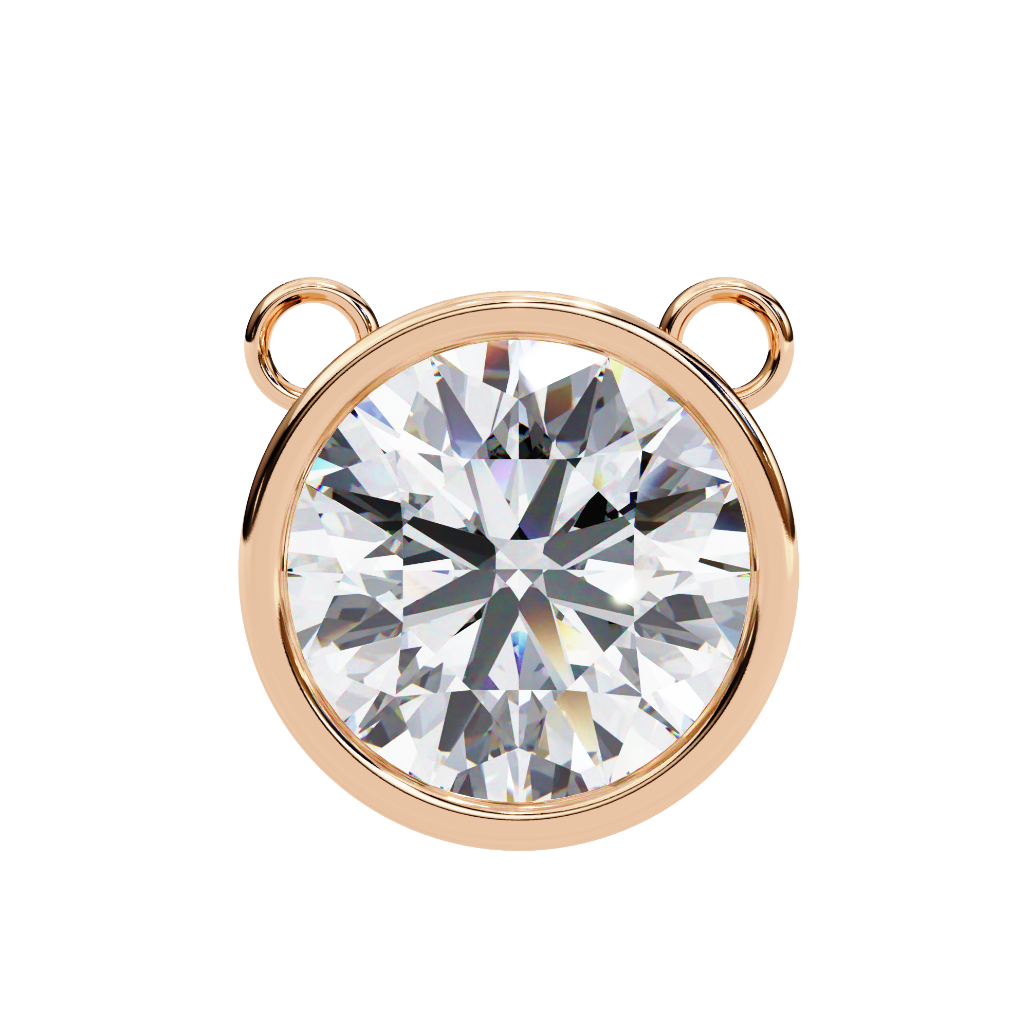 Classic Round Bezel Set Lab Created Diamond Solitaire Necklace
