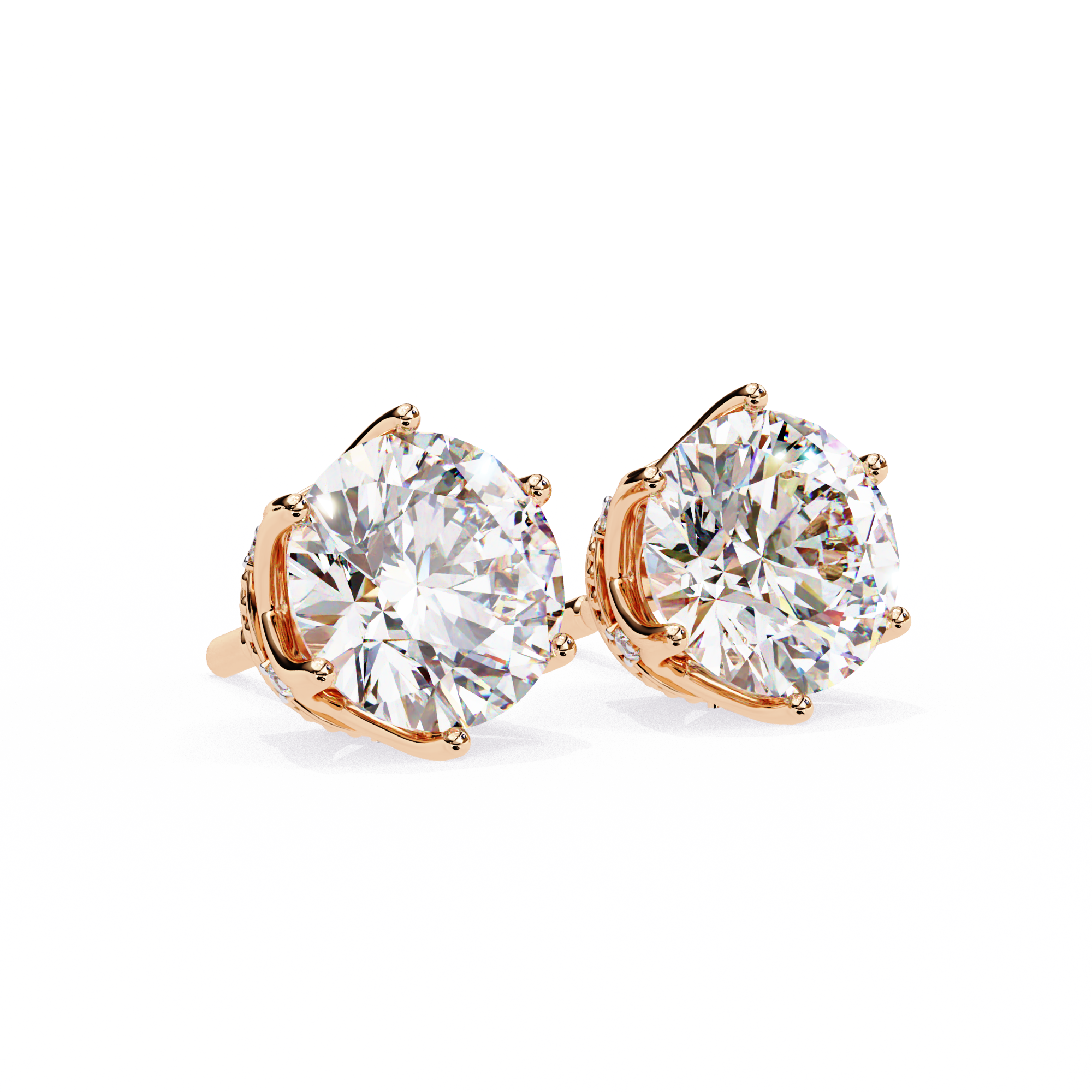 Classic Round Diamond Six Prong Crown Stud Earrings (F/G VS+)