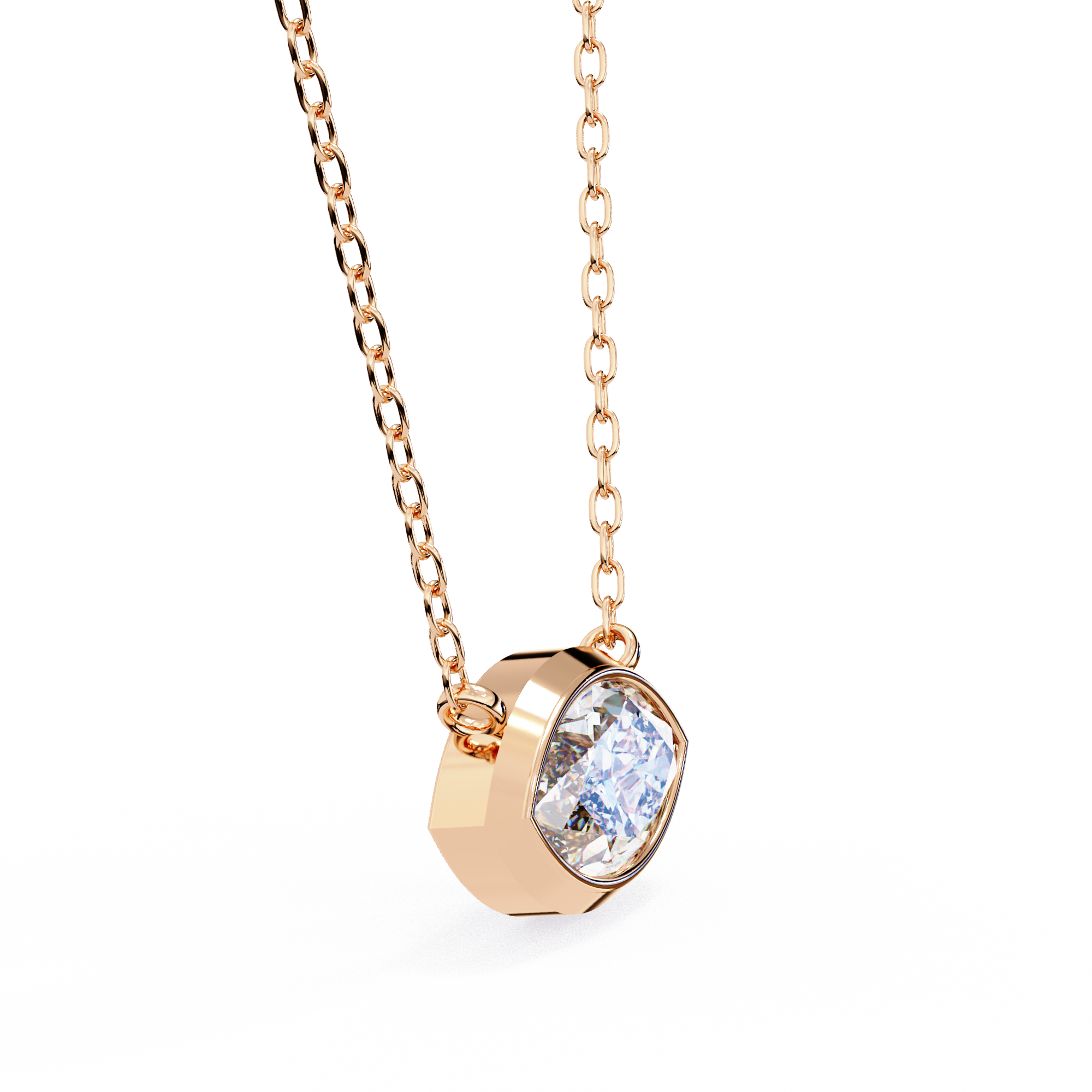 Classic Marquise Bezel Set Lab Created Diamond Solitaire Necklace