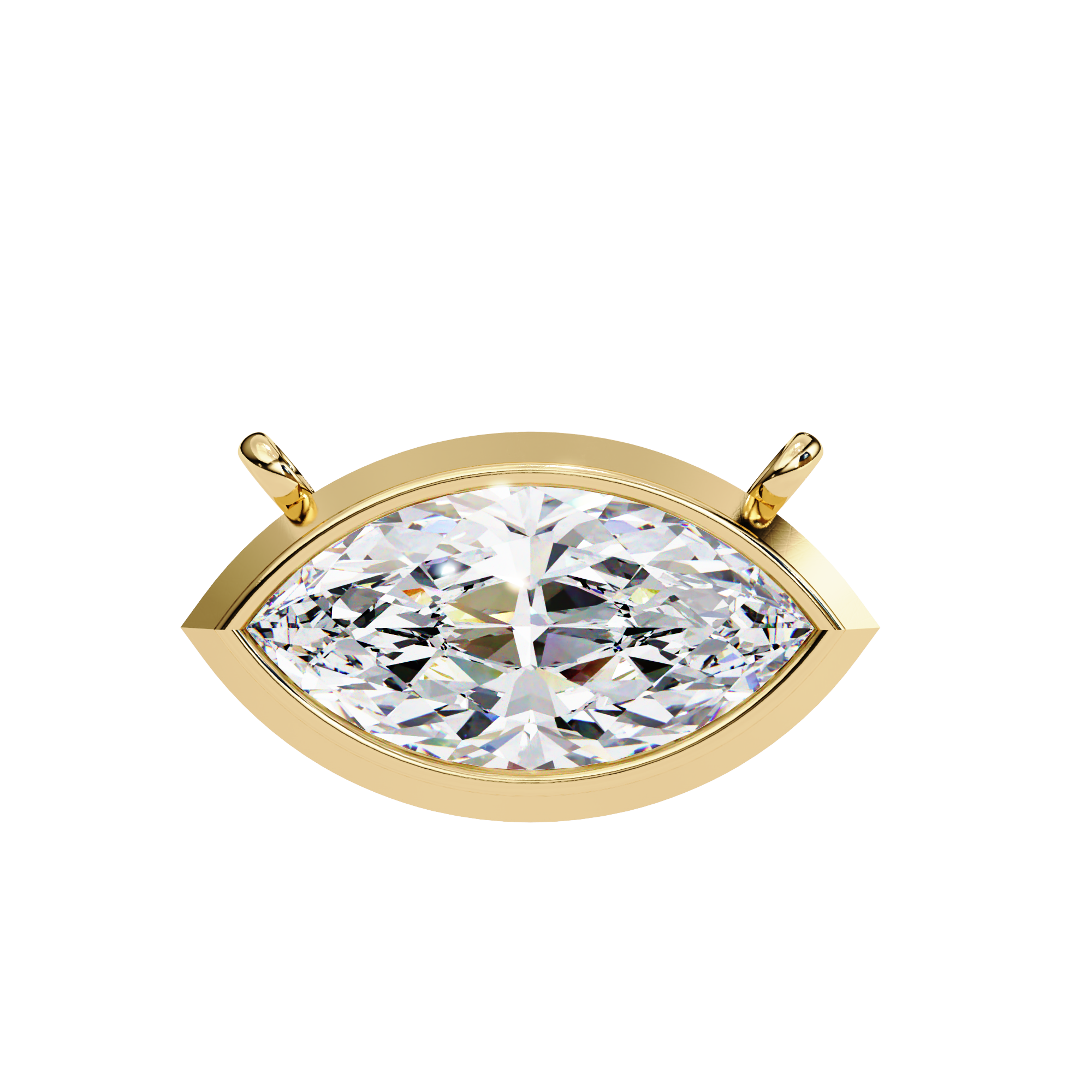 Classic Marquise Bezel Set Lab Created Diamond Solitaire Necklace