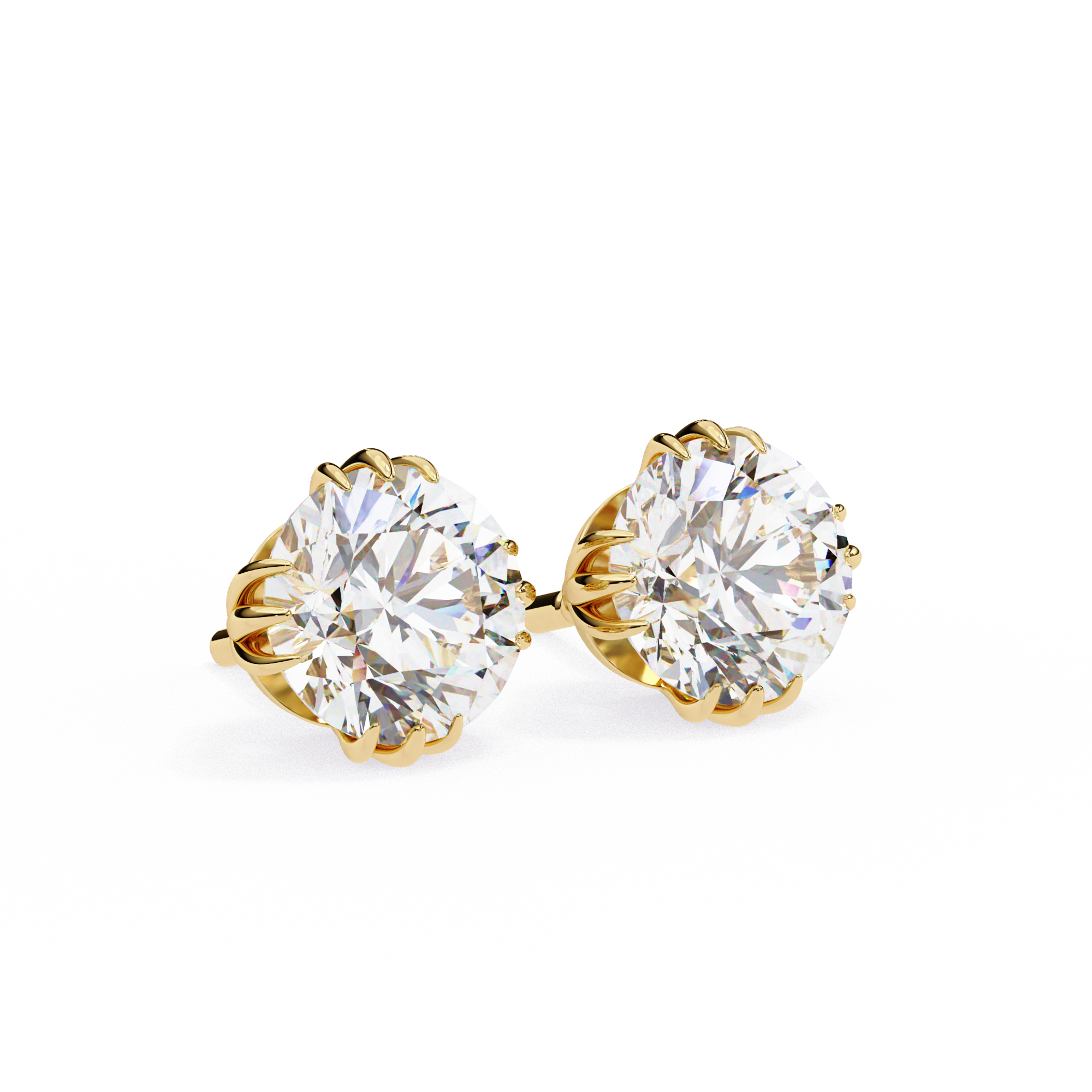 Classic Round Diamond Trinity Prong Stud Earrings (F/G VS+)