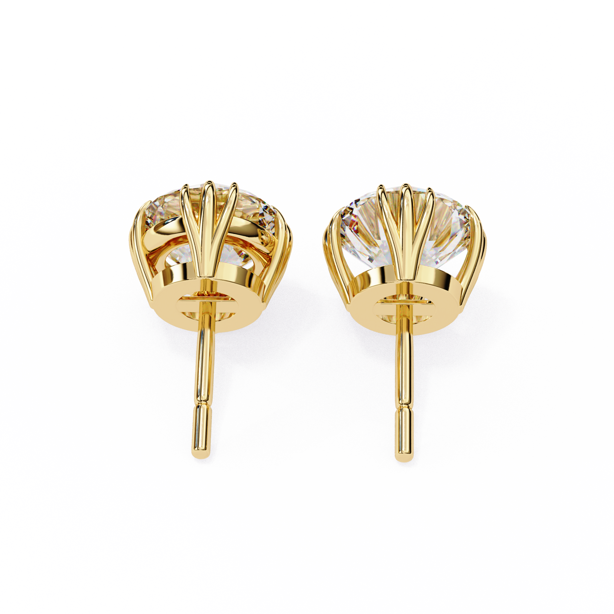 Classic Round Diamond Trinity Prong Stud Earrings (F/G VS+)