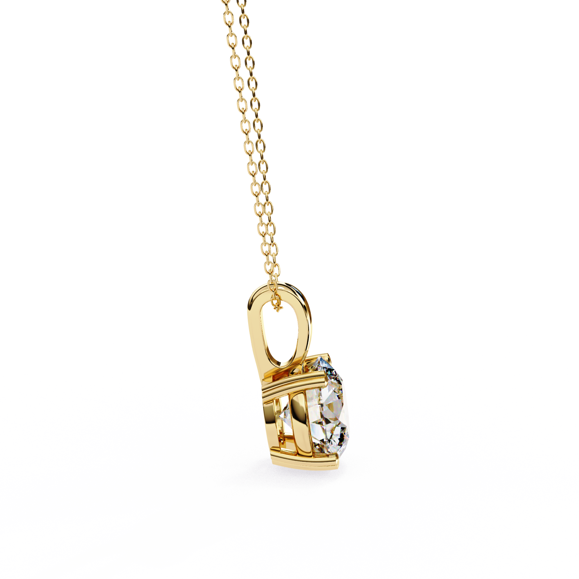 Classic 4 Prong Basket Round Lab Created Diamond Solitaire Necklace