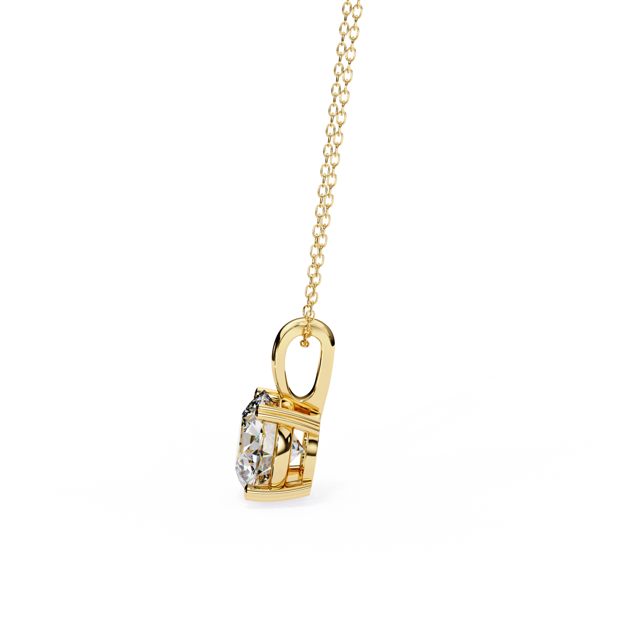 Classic 4 Prong Basket Round Lab Created Diamond Solitaire Necklace