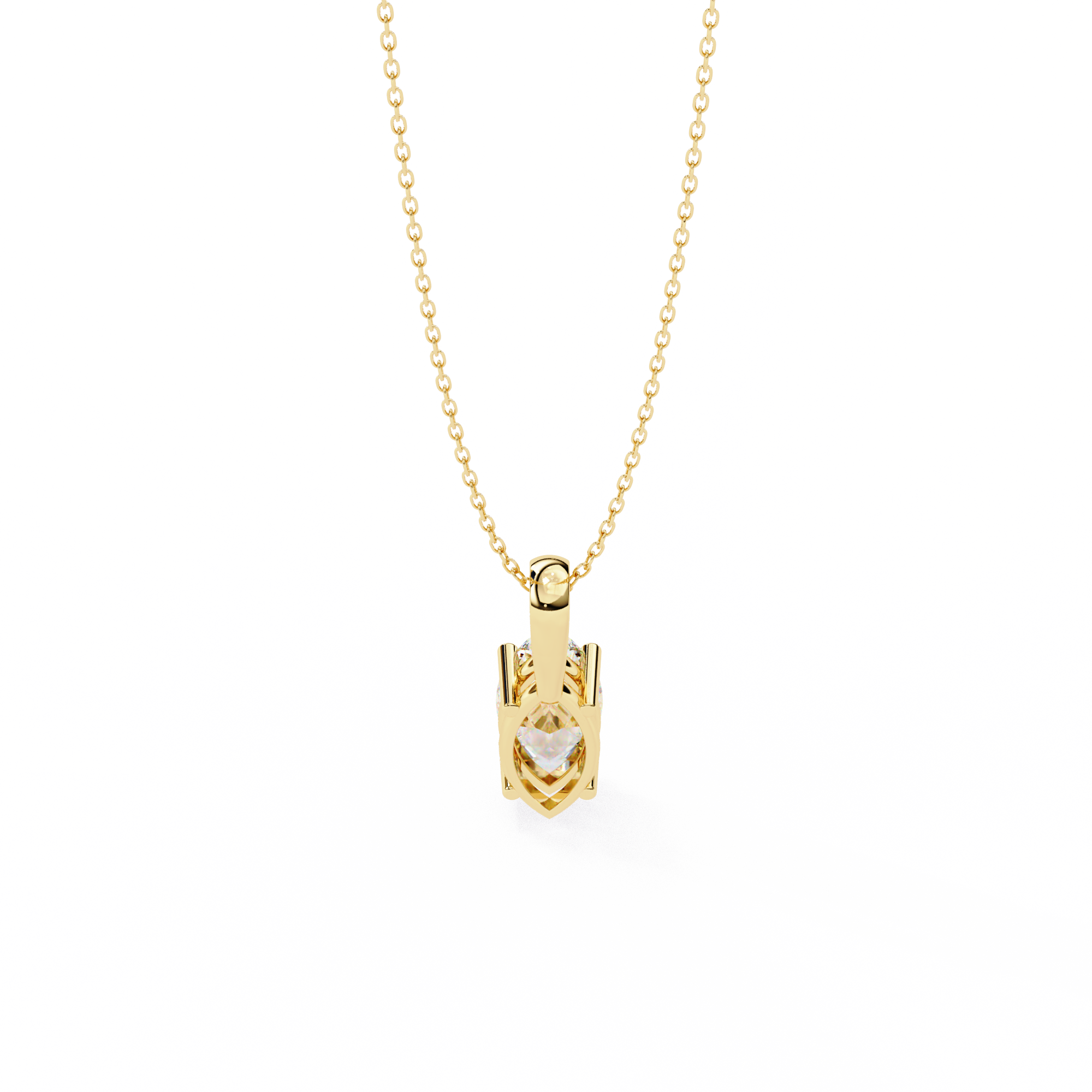 Classic 4 Prong Basket Marquise Lab Created Diamond Solitaire Necklace