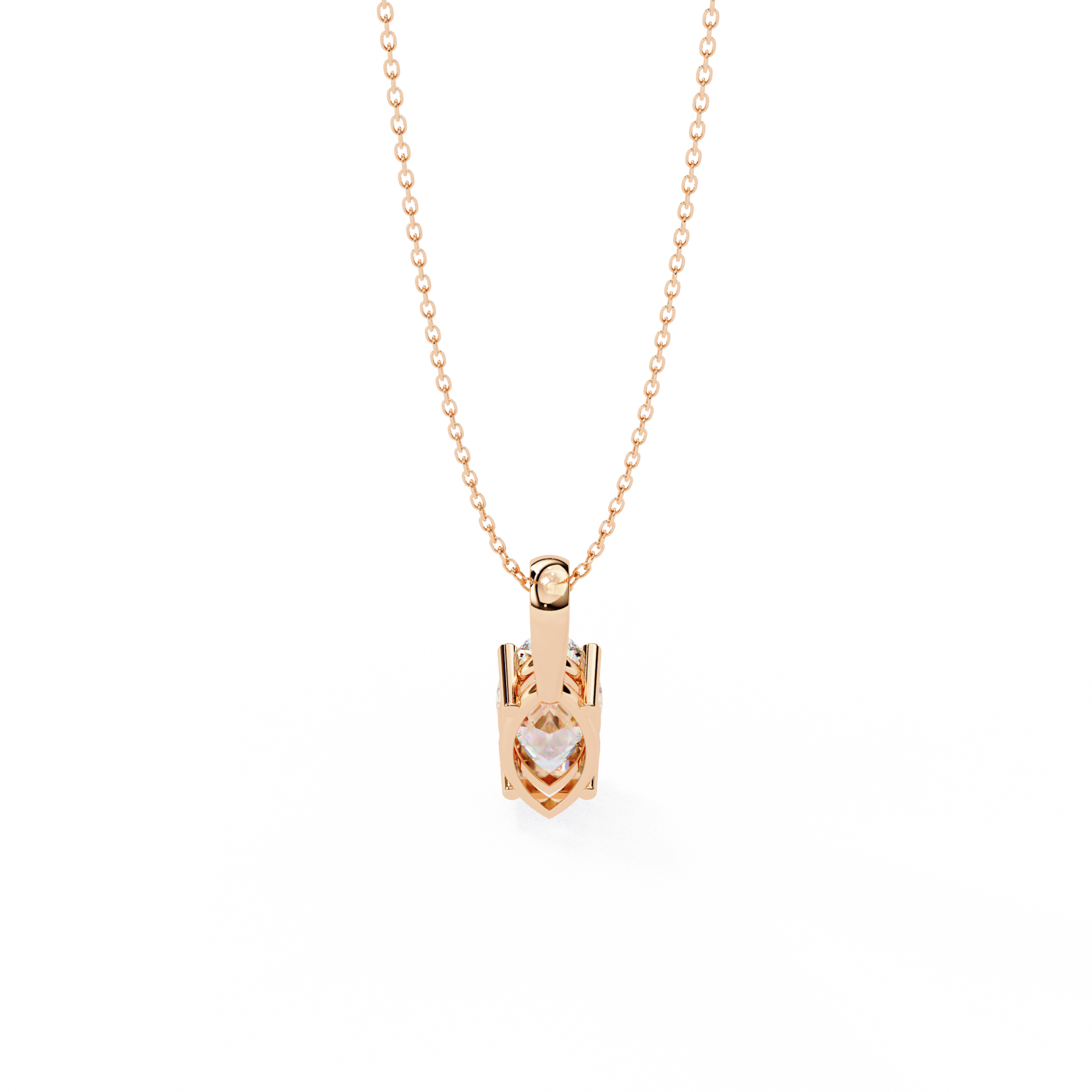 Classic 4 Prong Basket Marquise Lab Created Diamond Solitaire Necklace