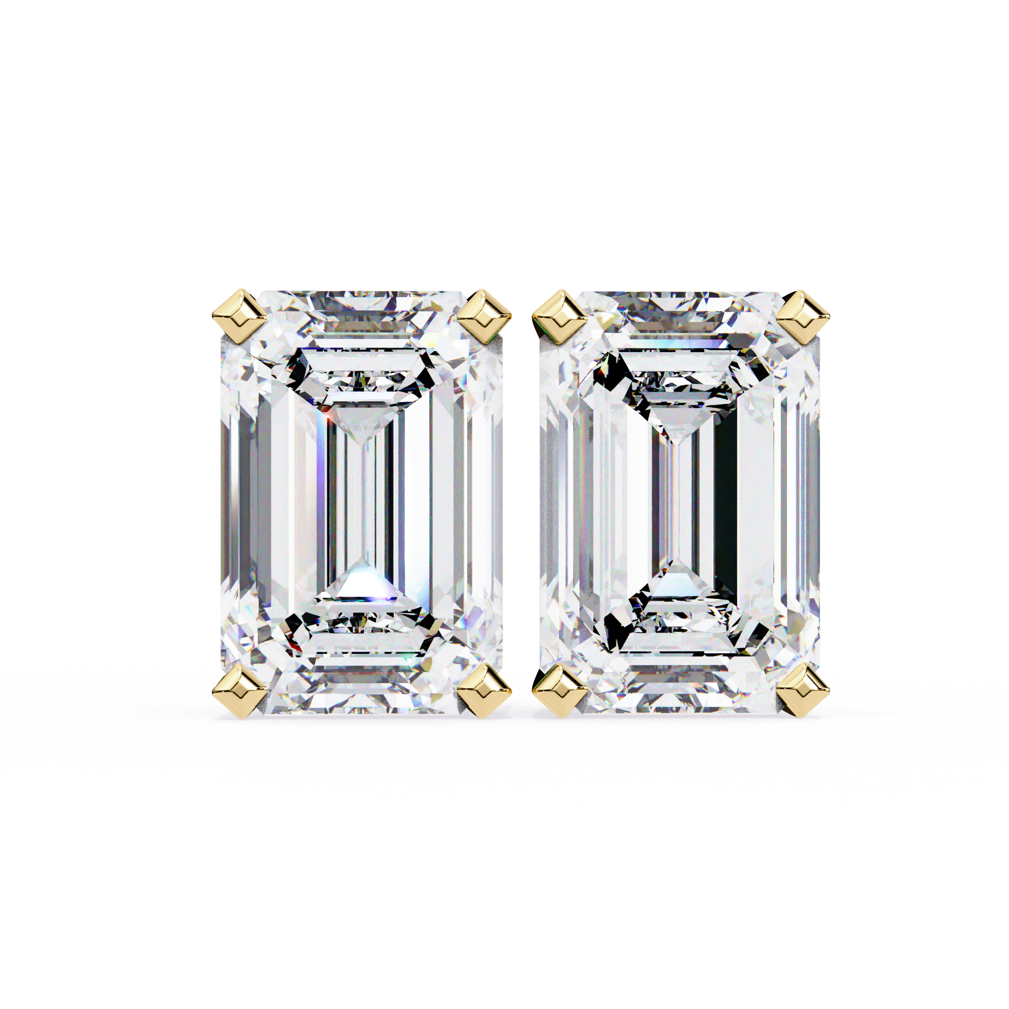 Classic Emerald Cut Diamond Four Prong Stud Earrings (F/G VS+)