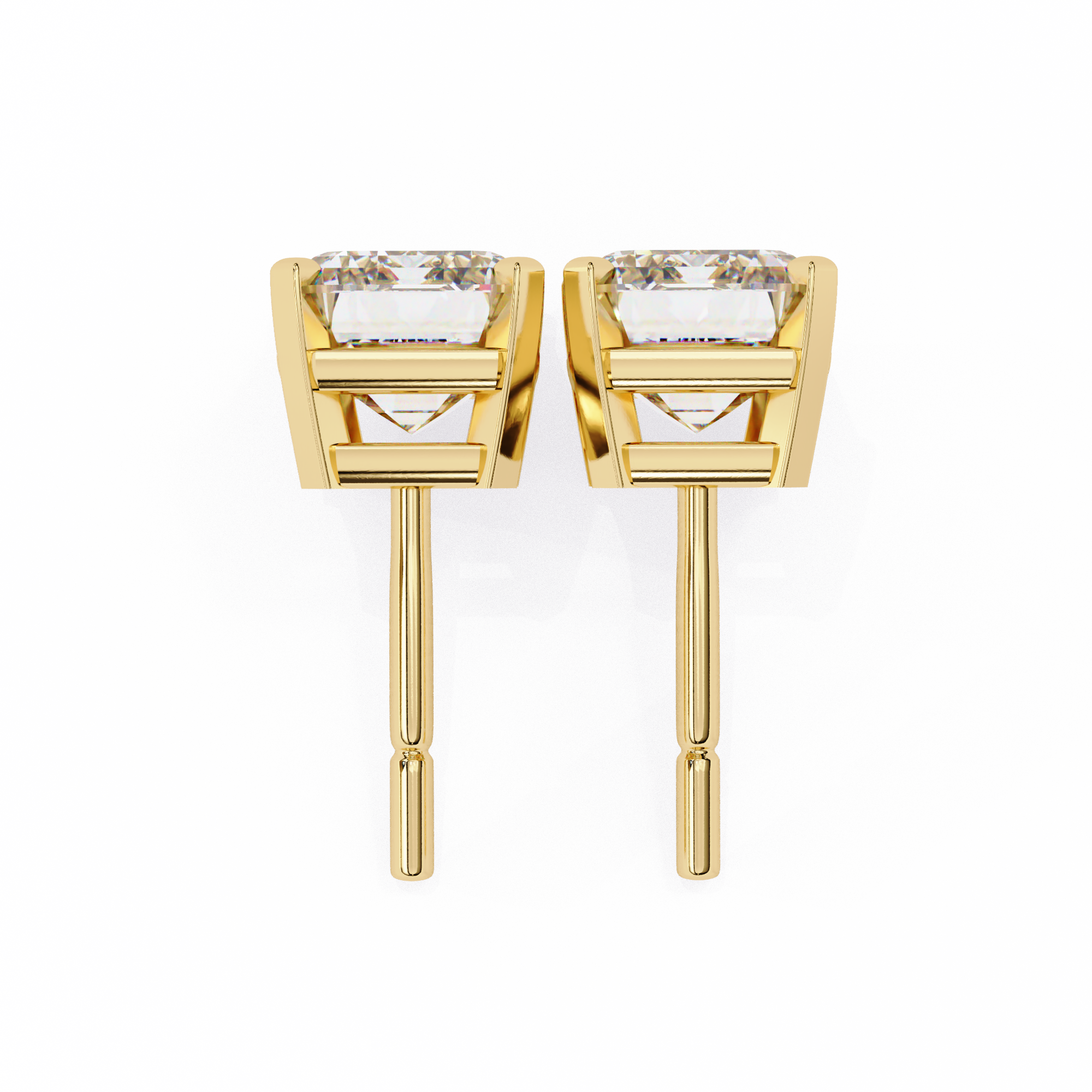 Classic Emerald Cut Diamond Four Prong Stud Earrings (F/G VS+)