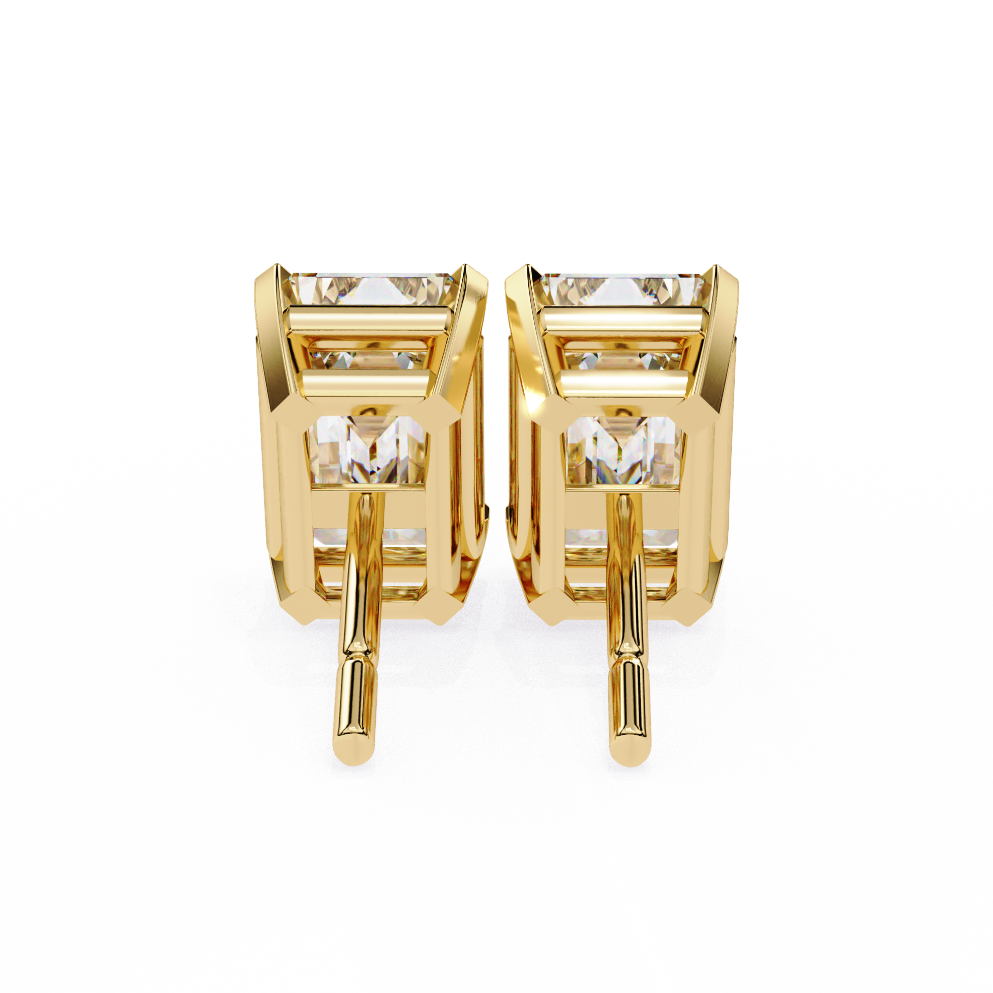 Classic Emerald Cut Diamond Four Prong Stud Earrings (F/G VS+)