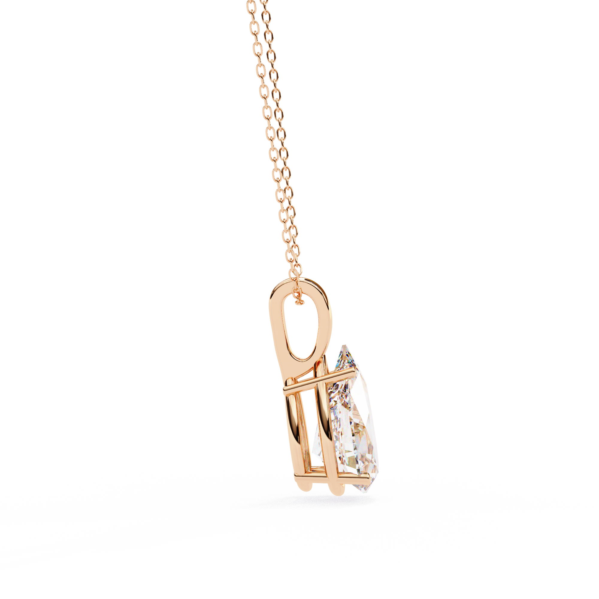Classic 4 Prong Basket Pear Lab Created Diamond Solitaire Necklace