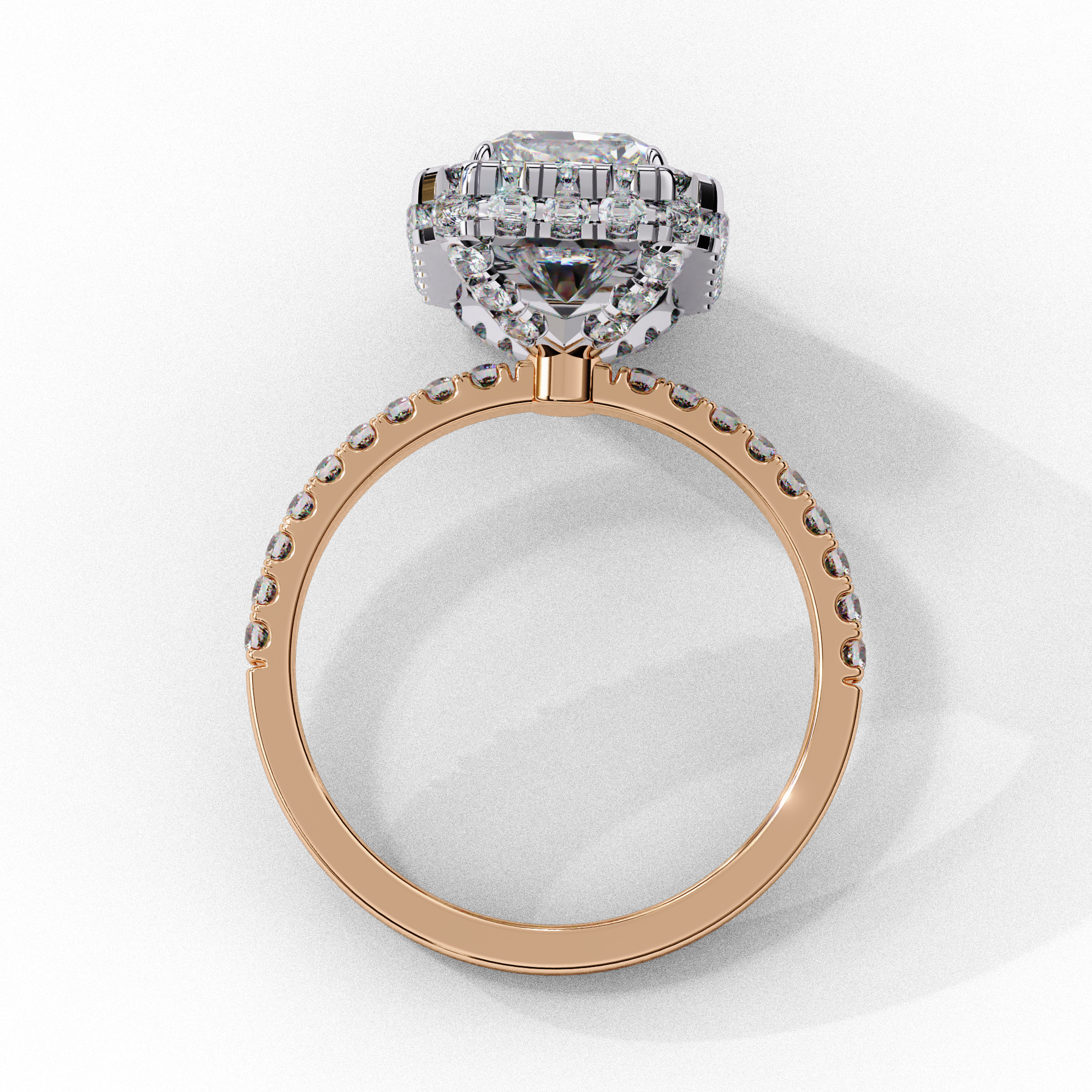 Emerald Solitaire Ring with Crown Halo