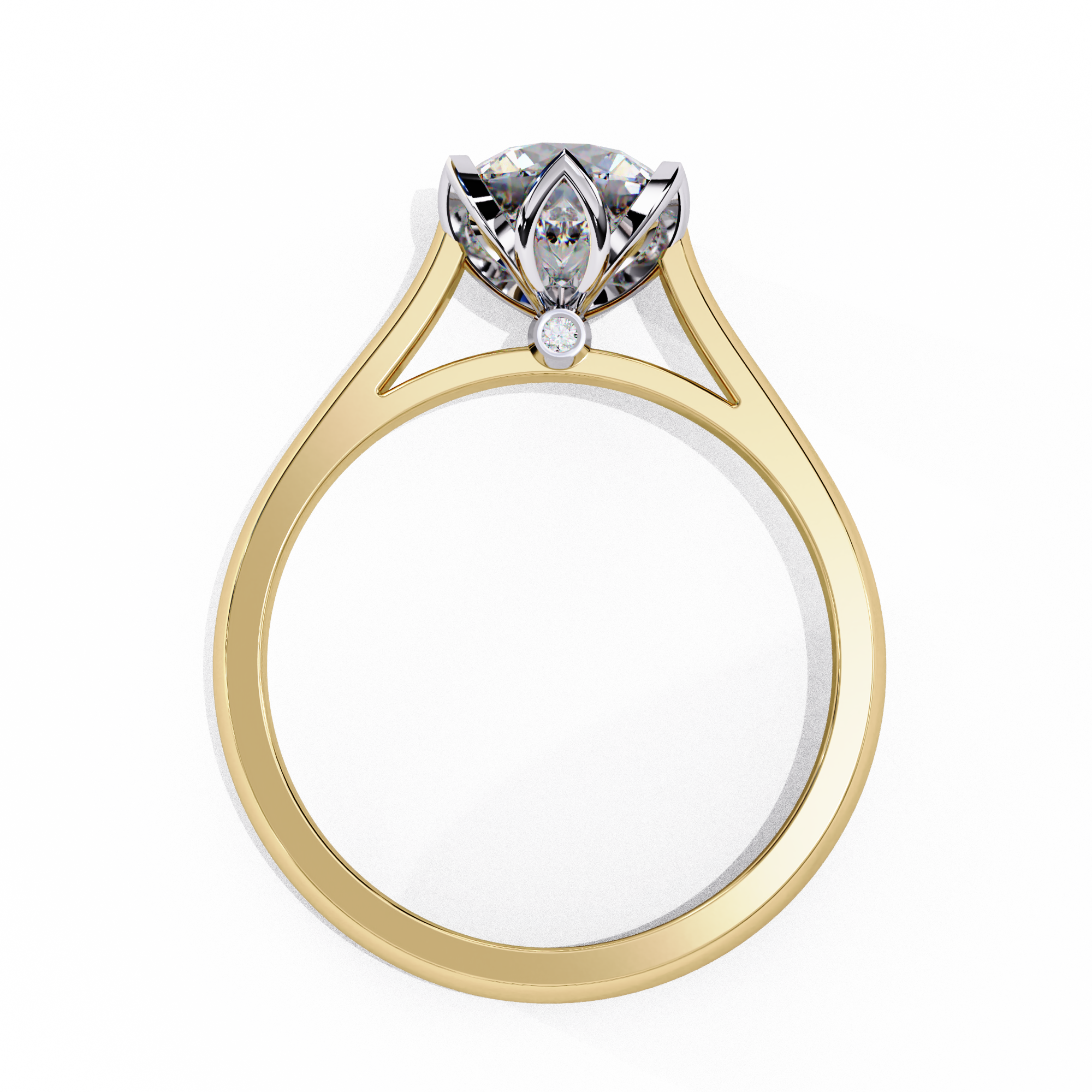 Floral Round Brilliant Solitaire Ring
