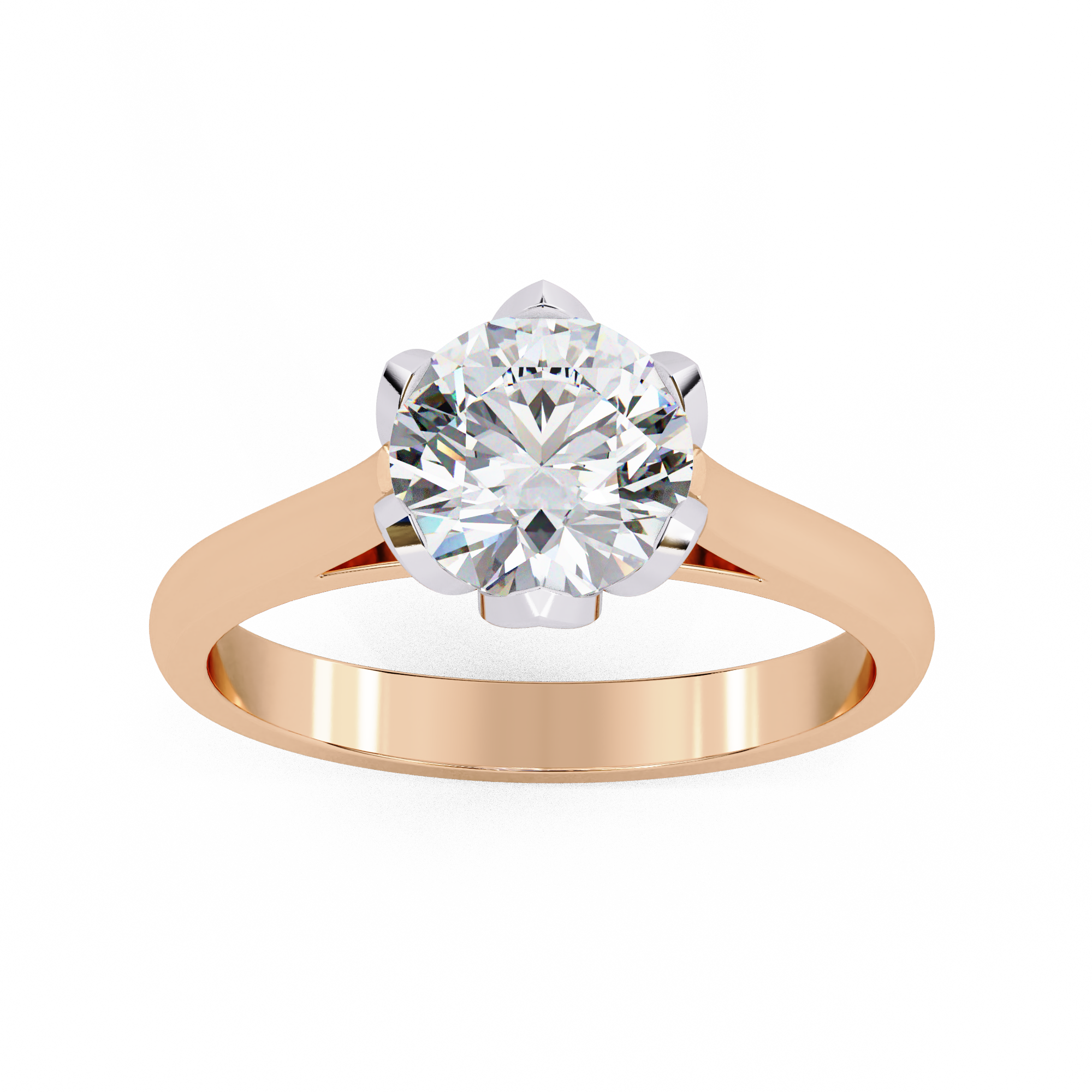 Floral Round Brilliant Solitaire Ring