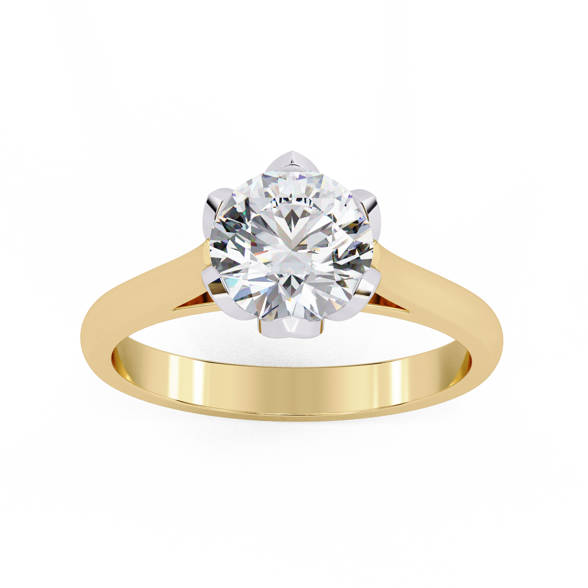 Floral Round Brilliant Solitaire Ring