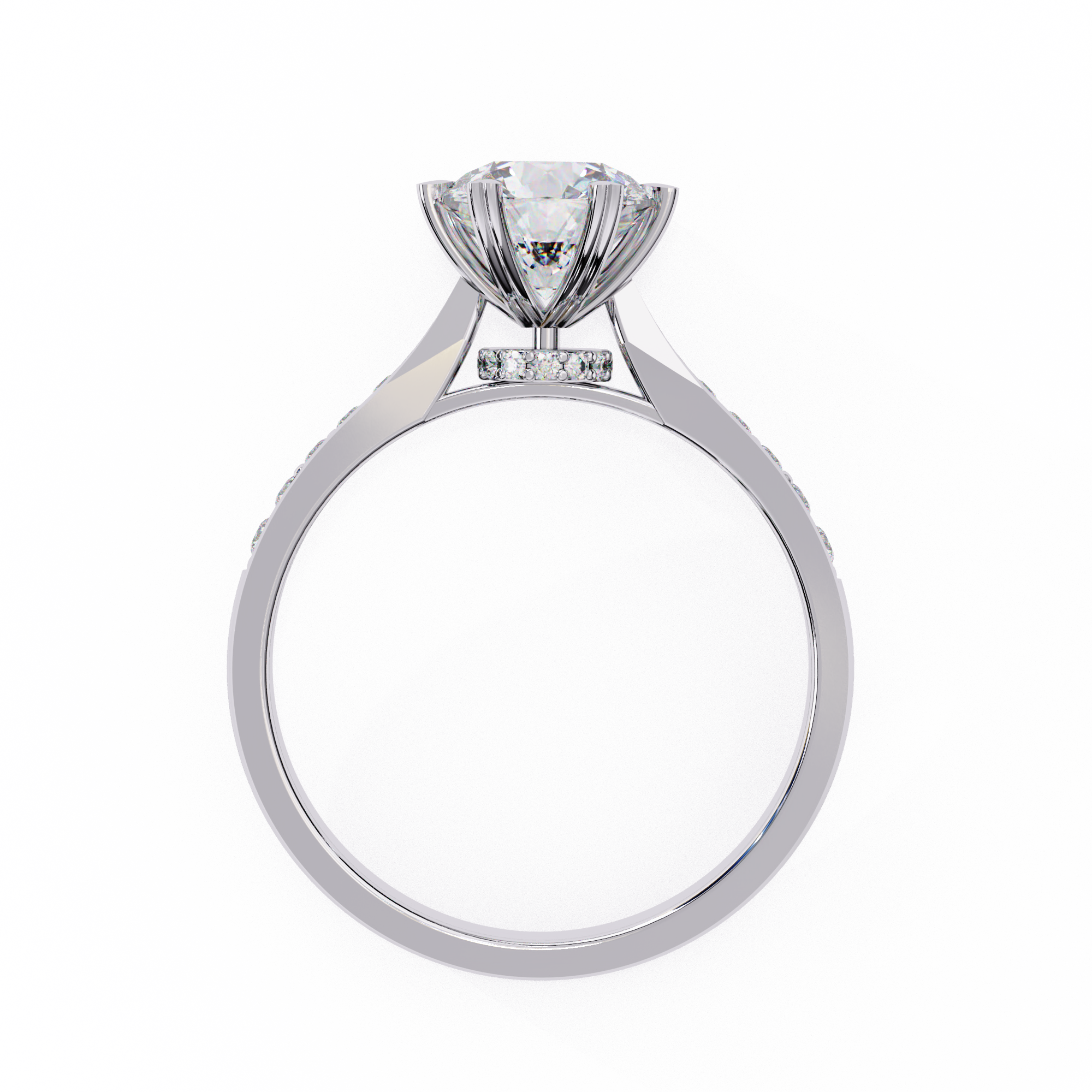 Classic Brilliant Round Cut Solitaire Ring with Hidden Halo