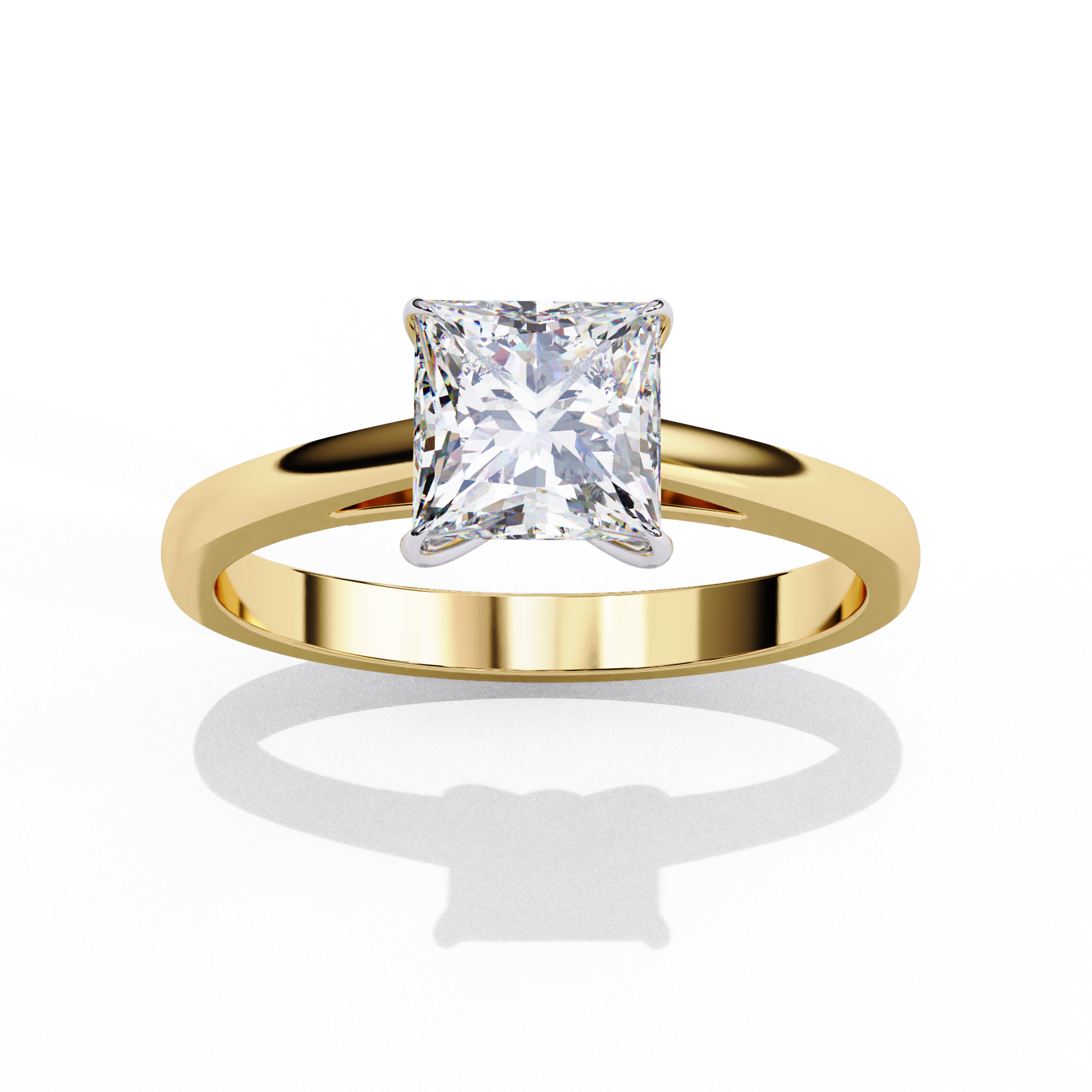 Classic Princess Cut Pave Solitaire Ring