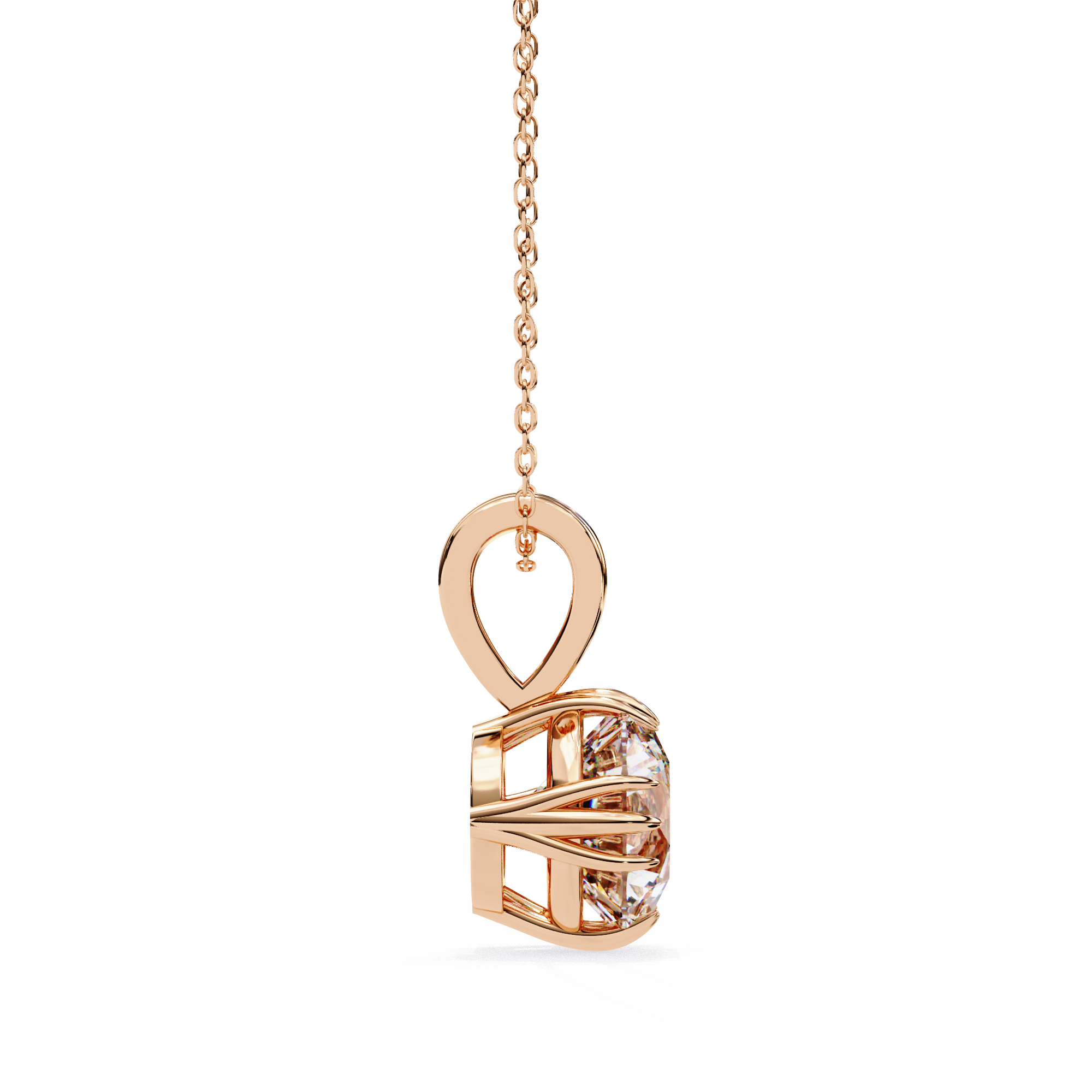 Classic Trinity Claw Prong Basket Round Lab Created Diamond Solitaire Necklace